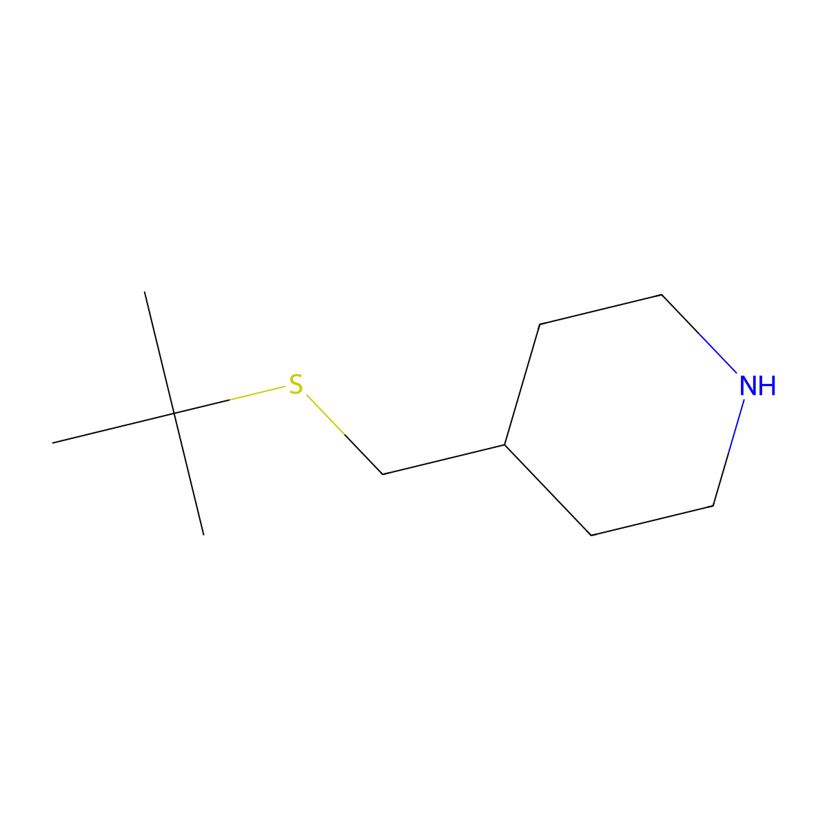 4-[(Tert-butylsulfanyl)methyl]piperidine molecular structure, CAS 1247790-74-4