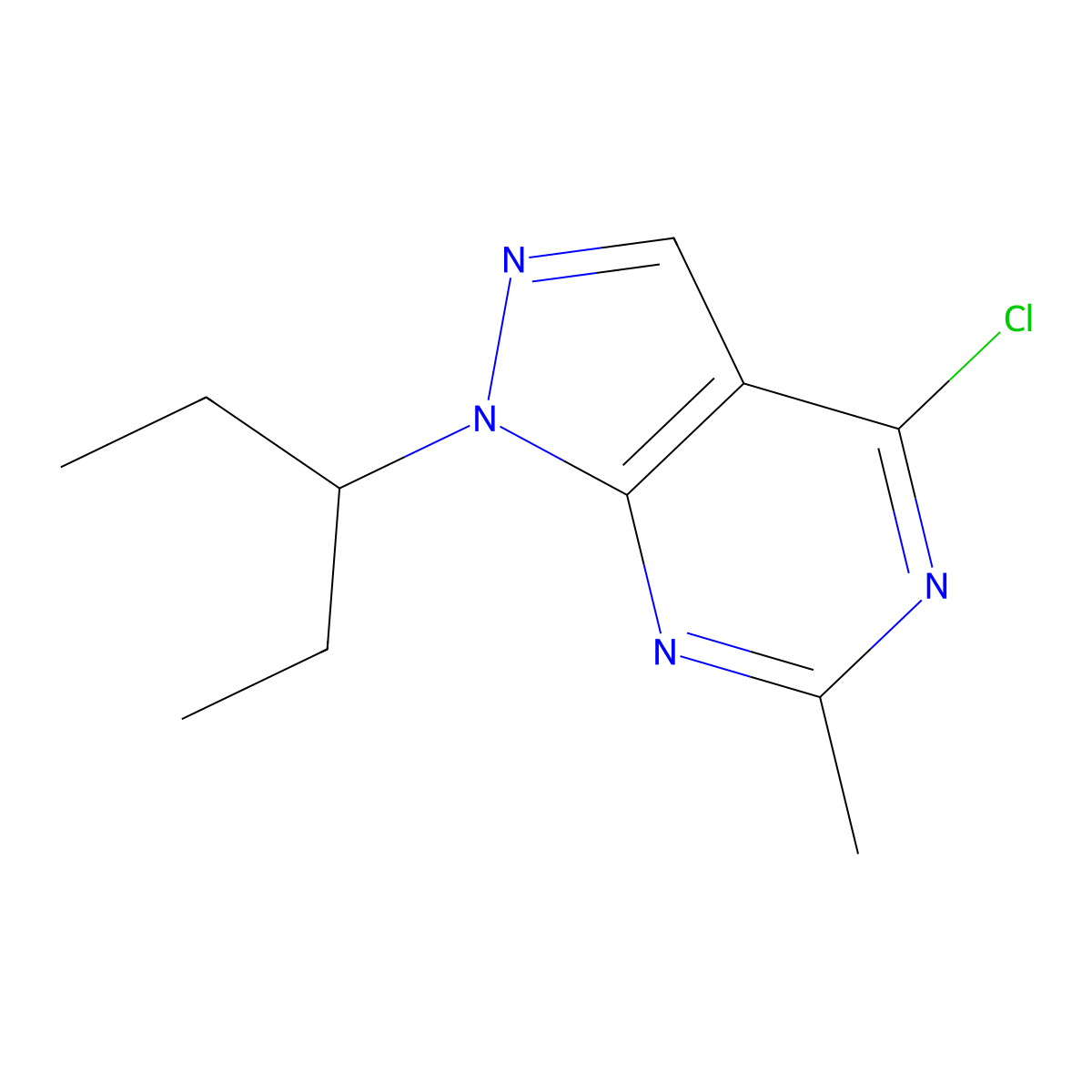 4-Chloro-6-methyl-1-(pentan-3-yl)-1h-pyrazolo[3,4-d]pyrimidine molecular structure, CAS 1247791-68-9