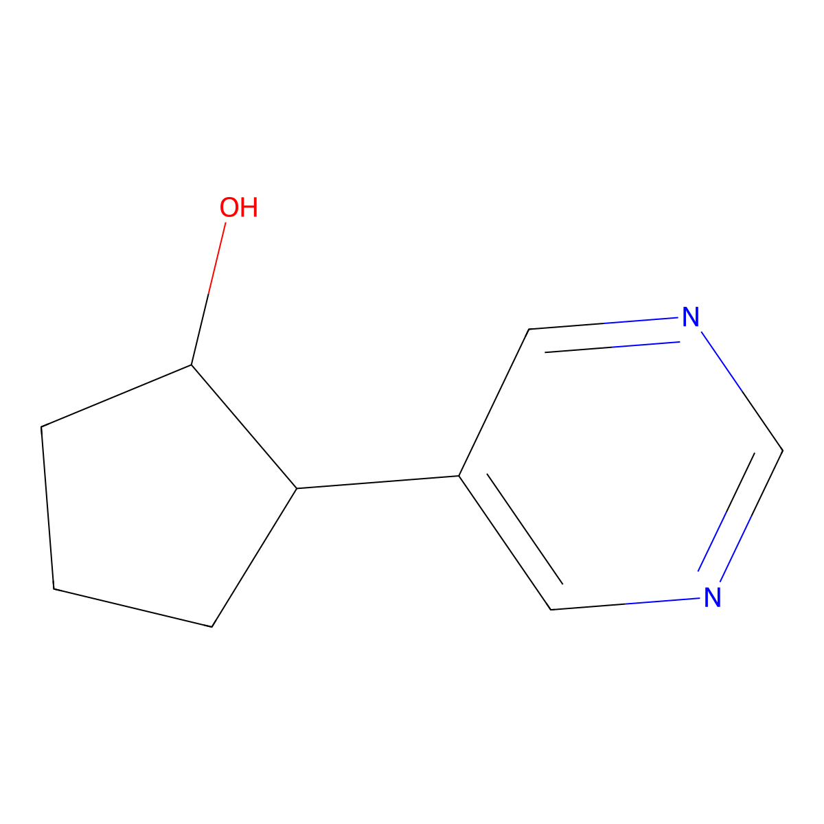 2-(Pyrimidin-5-yl)cyclopentan-1-ol molecular structure, CAS 1247792-36-4