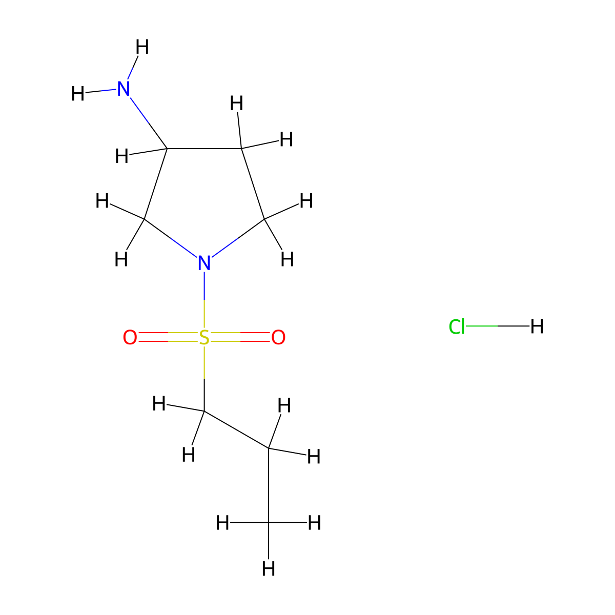 1-(Propylsulfonyl)pyrrolidin-3-amine hydrochloride molecular structure, CAS 1247794-84-8