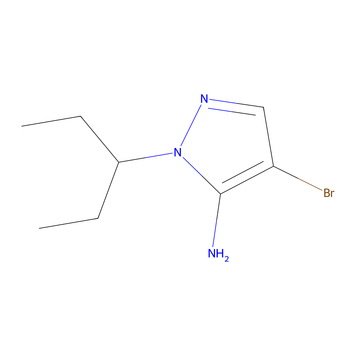 4-bromo-1-(pentan-3-yl)-1H-pyrazol-5-amine molecular structure, CAS 1247795-11-4