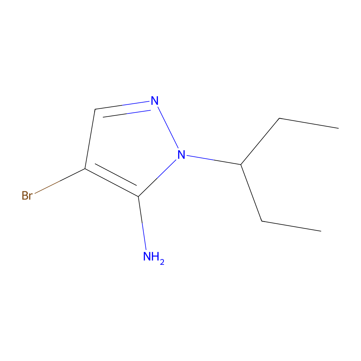 4-bromo-1-(pentan-3-yl)-1H-pyrazol-5-amine molecular structure, CAS 1247795-11-4