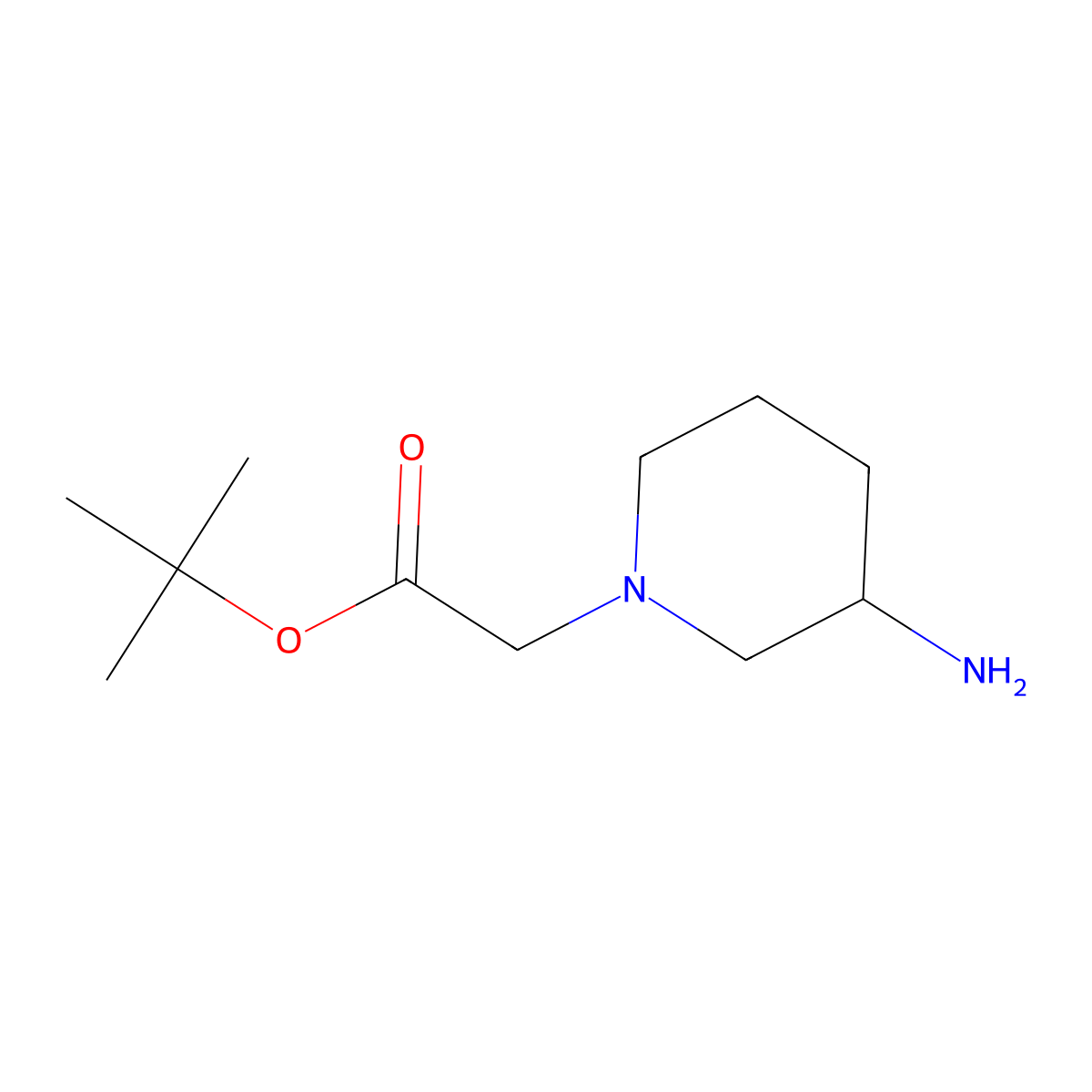 Tert-butyl 2-(3-aminopiperidin-1-yl)acetate molecular structure, CAS 1247796-36-6