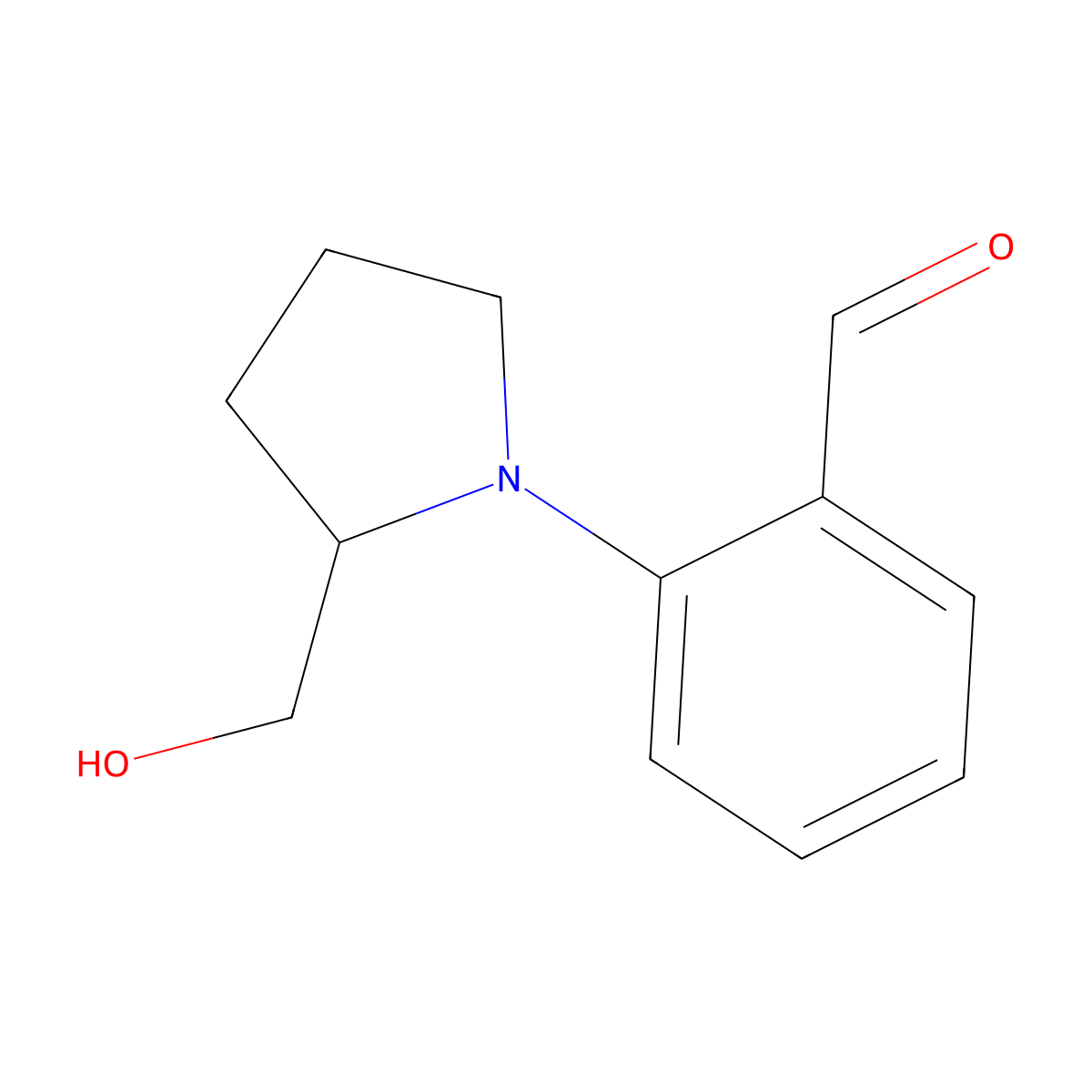 2-[2-(Hydroxymethyl)pyrrolidin-1-yl]benzaldehyde molecular structure, CAS 1247800-49-2