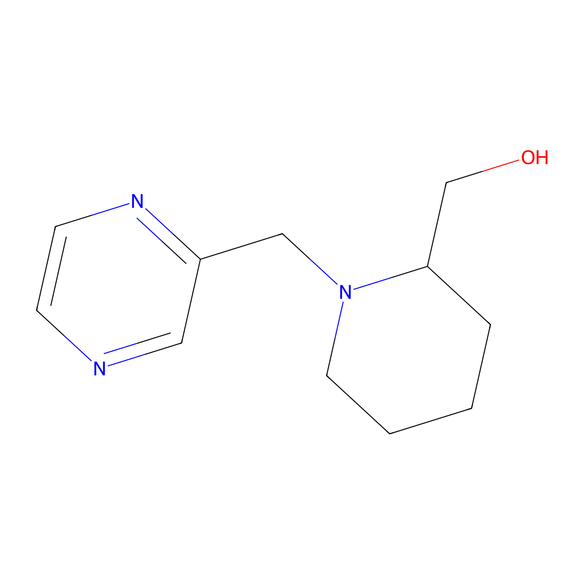 (1-(Pyrazin-2-ylmethyl)piperidin-2-yl)methanol molecular structure, CAS 1247806-85-4