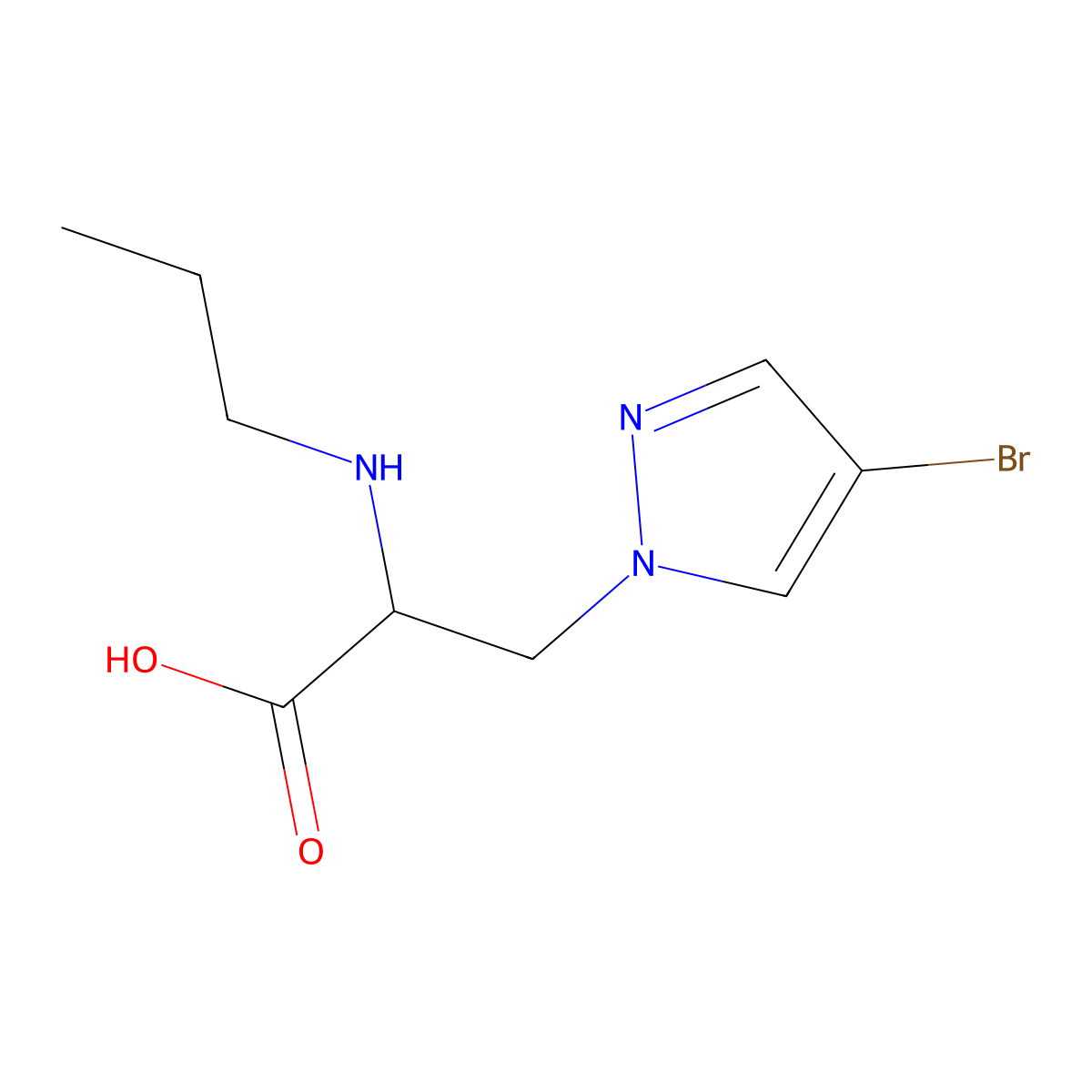 3-(4-Bromo-1h-pyrazol-1-yl)-2-(propylamino)propanoic acid molecular structure, CAS 1247809-37-5