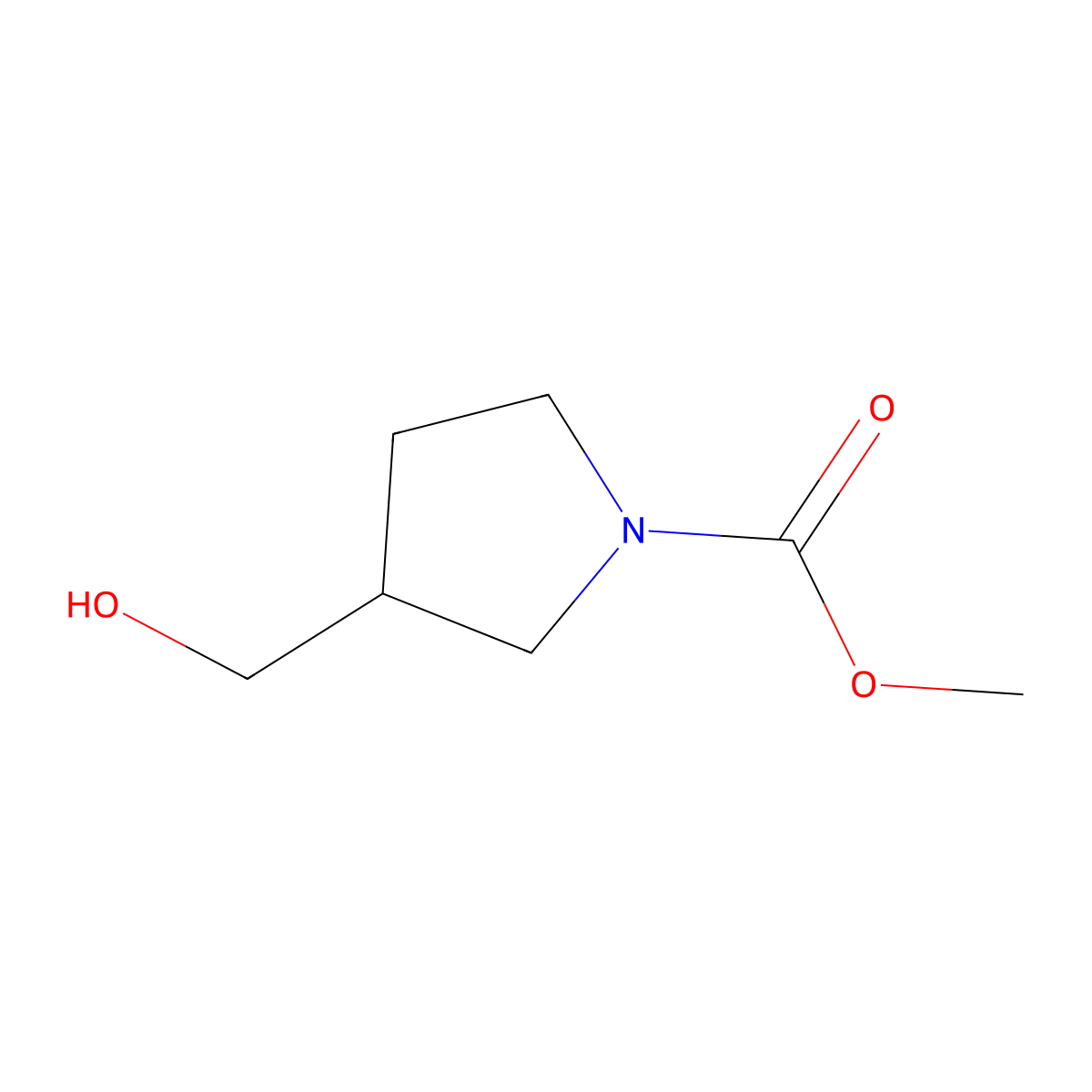Methyl 3-(hydroxymethyl)pyrrolidine-1-carboxylate molecular structure, CAS 1247812-12-9