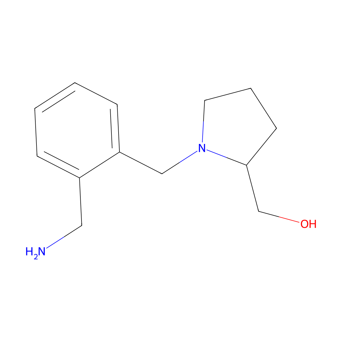 (1-((2-(Aminomethyl)phenyl)methyl)pyrrolidin-2-yl)methanol molecular structure, CAS 1247814-50-1