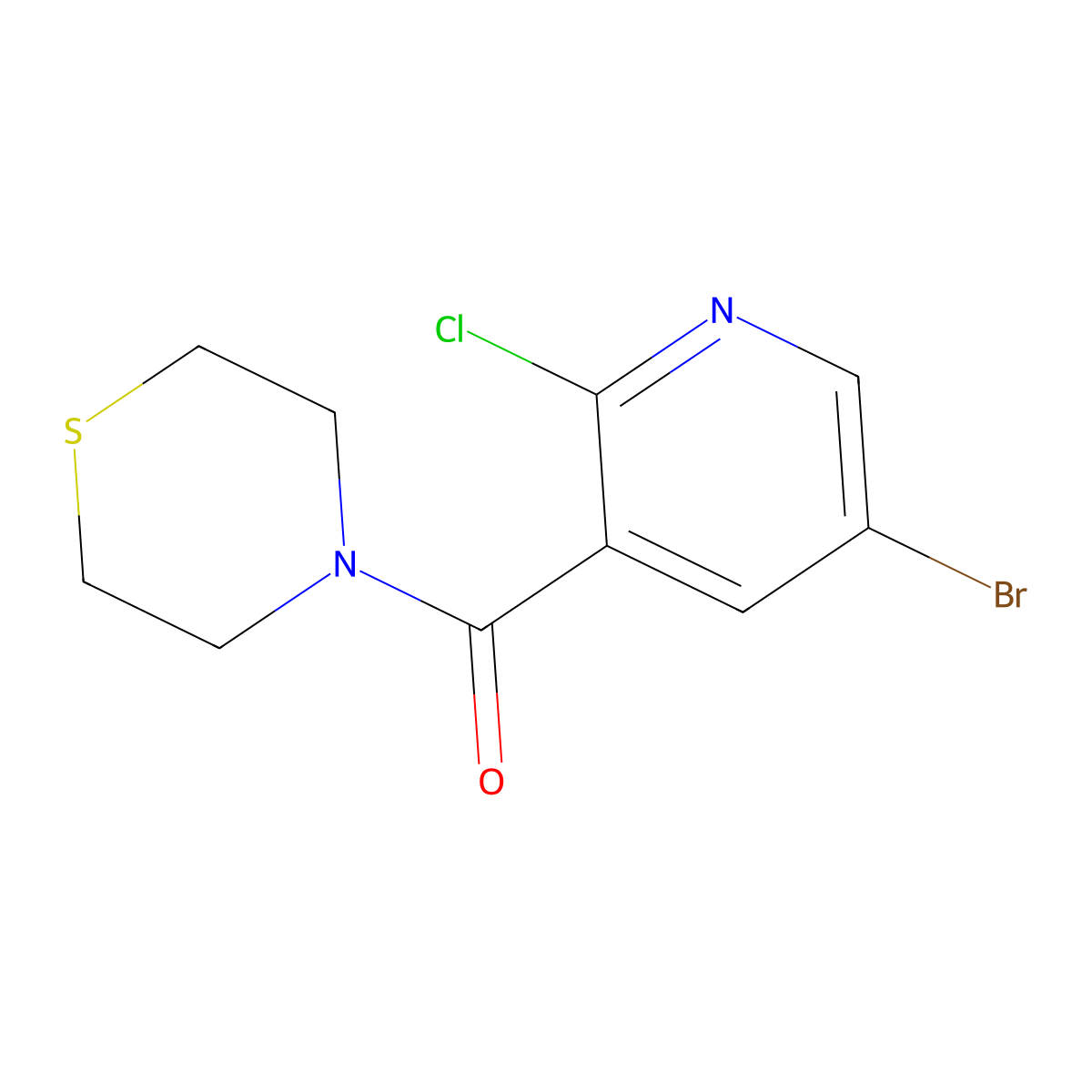 (5-Bromo-2-chloropyridin-3-yl)(thiomorpholino)methanone molecular structure, CAS 1247814-77-2