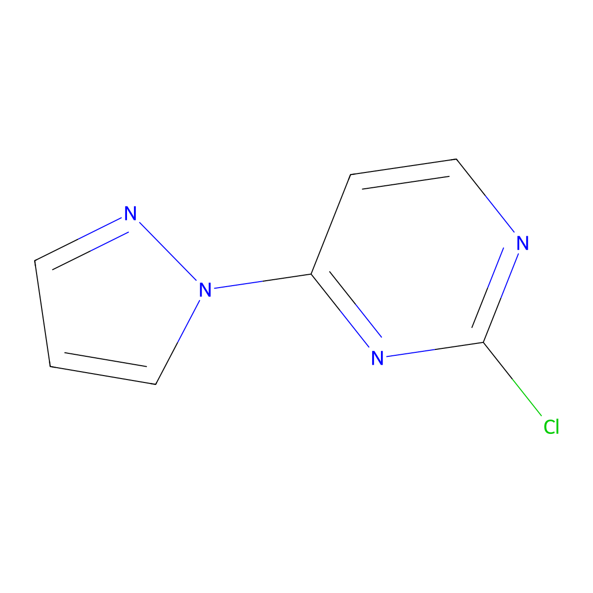 2-chloro-4-(1H-pyrazol-1-yl)pyrimidine molecular structure, CAS 1247815-03-7