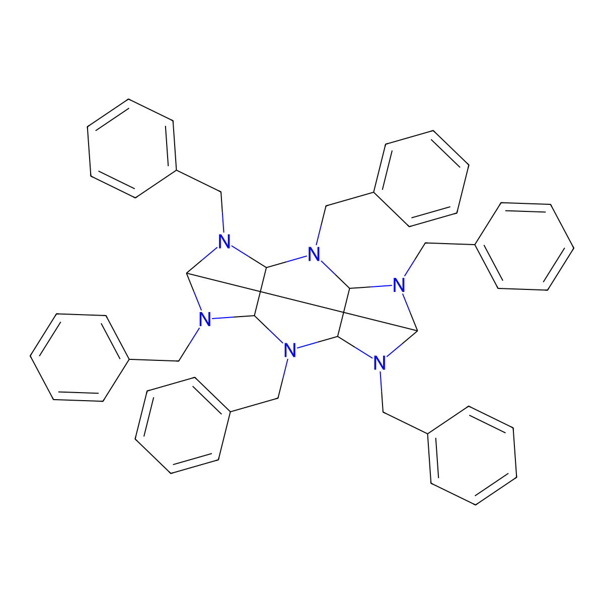 1,3,4,7,8,10-hexabenzyloctahydro-1H-5,2,6-(epiminomethanetriylimino)imidazo[4,5-b]pyrazine molecular structure, CAS 124782-15-6