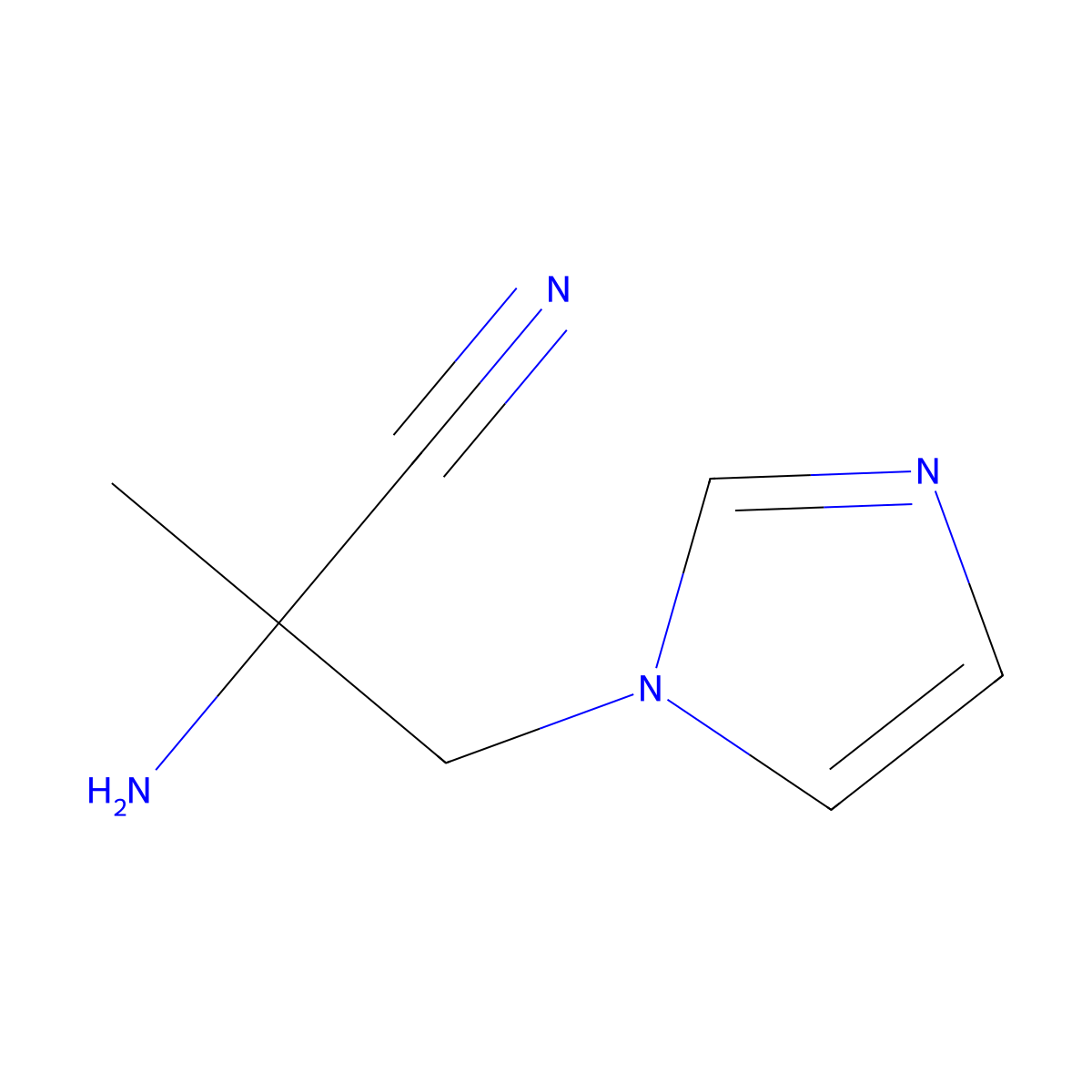 2-amino-3-(1H-imidazol-1-yl)-2-methylpropanenitrile molecular structure, CAS 1247825-23-5