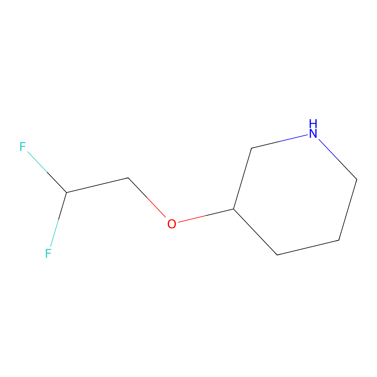 3-(2,2-Difluoroethoxy)piperidine molecular structure, CAS 1247829-60-2