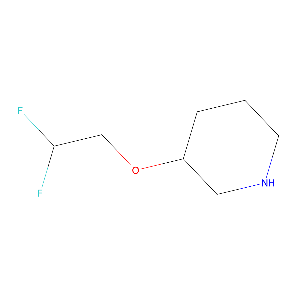 3-(2,2-Difluoroethoxy)piperidine molecular structure, CAS 1247829-60-2