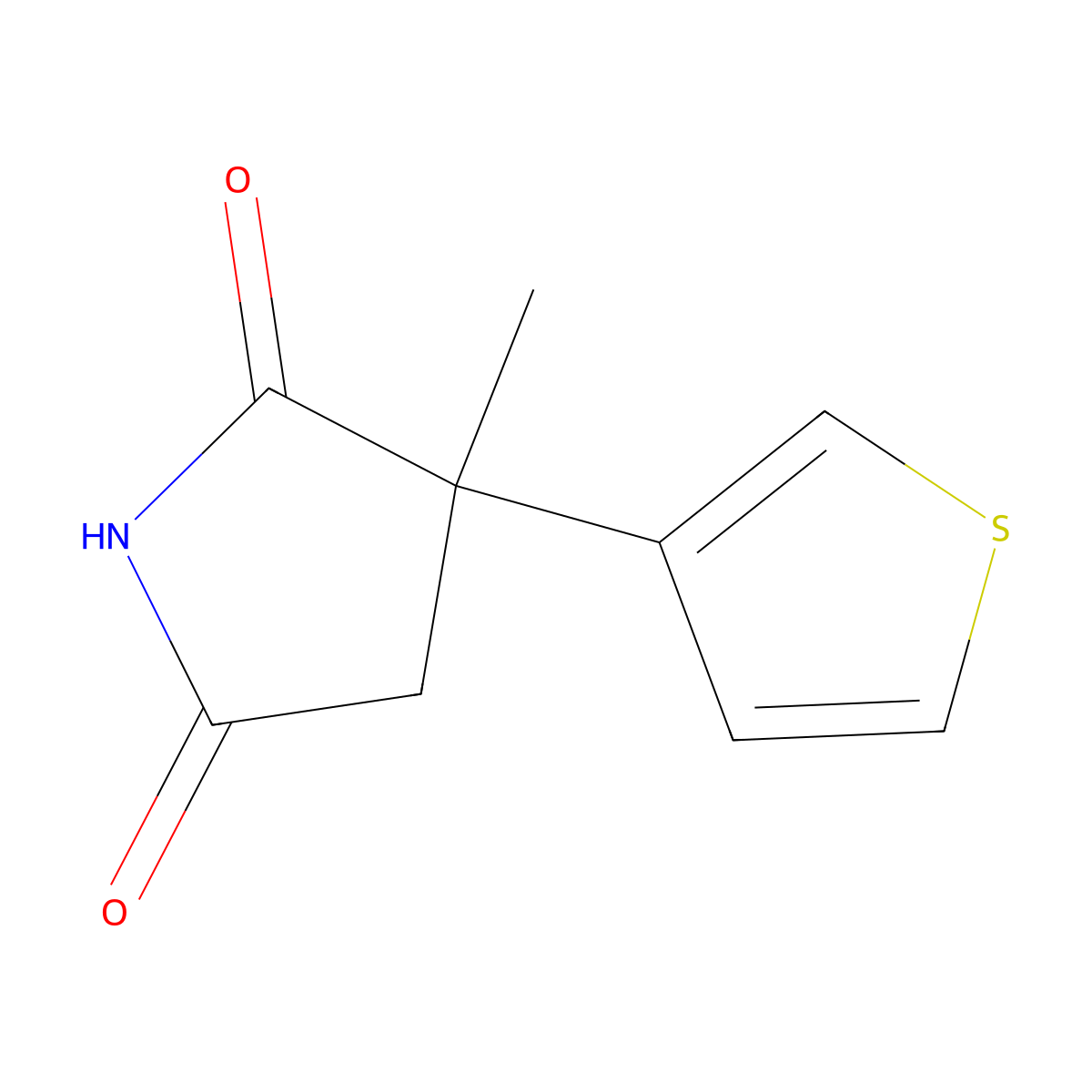 3-Methyl-3-(thiophen-3-yl)pyrrolidine-2,5-dione molecular structure, CAS 1247829-97-5