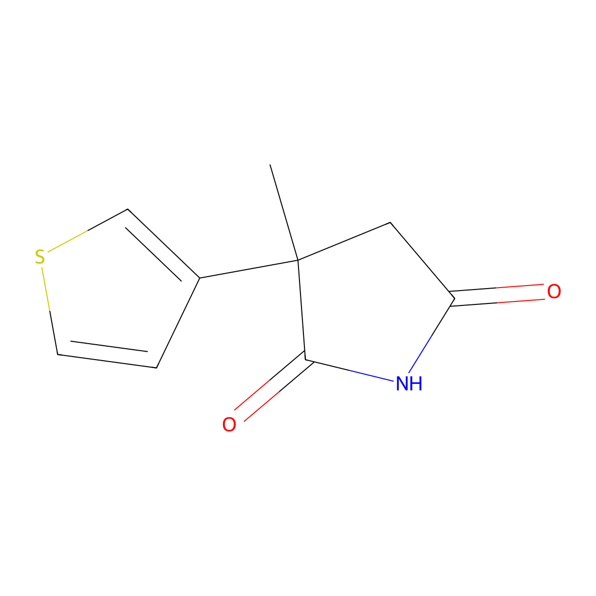 3-Methyl-3-(thiophen-3-yl)pyrrolidine-2,5-dione molecular structure, CAS 1247829-97-5