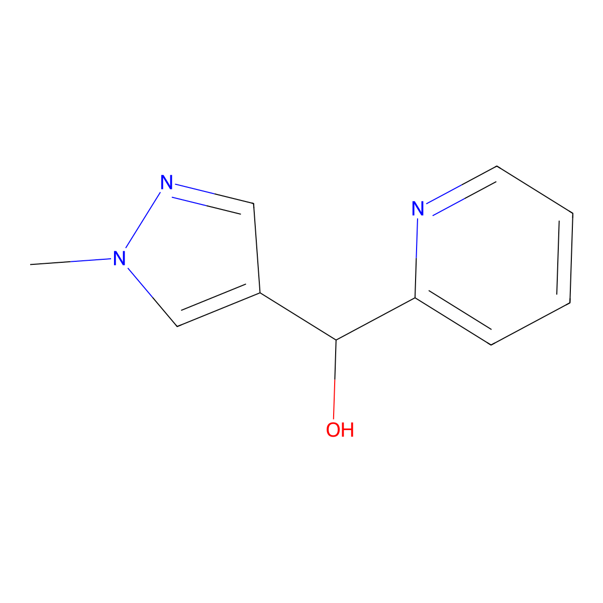 (1-methyl-1H-pyrazol-4-yl)(pyridin-2-yl)methanol molecular structure, CAS 1247832-66-1