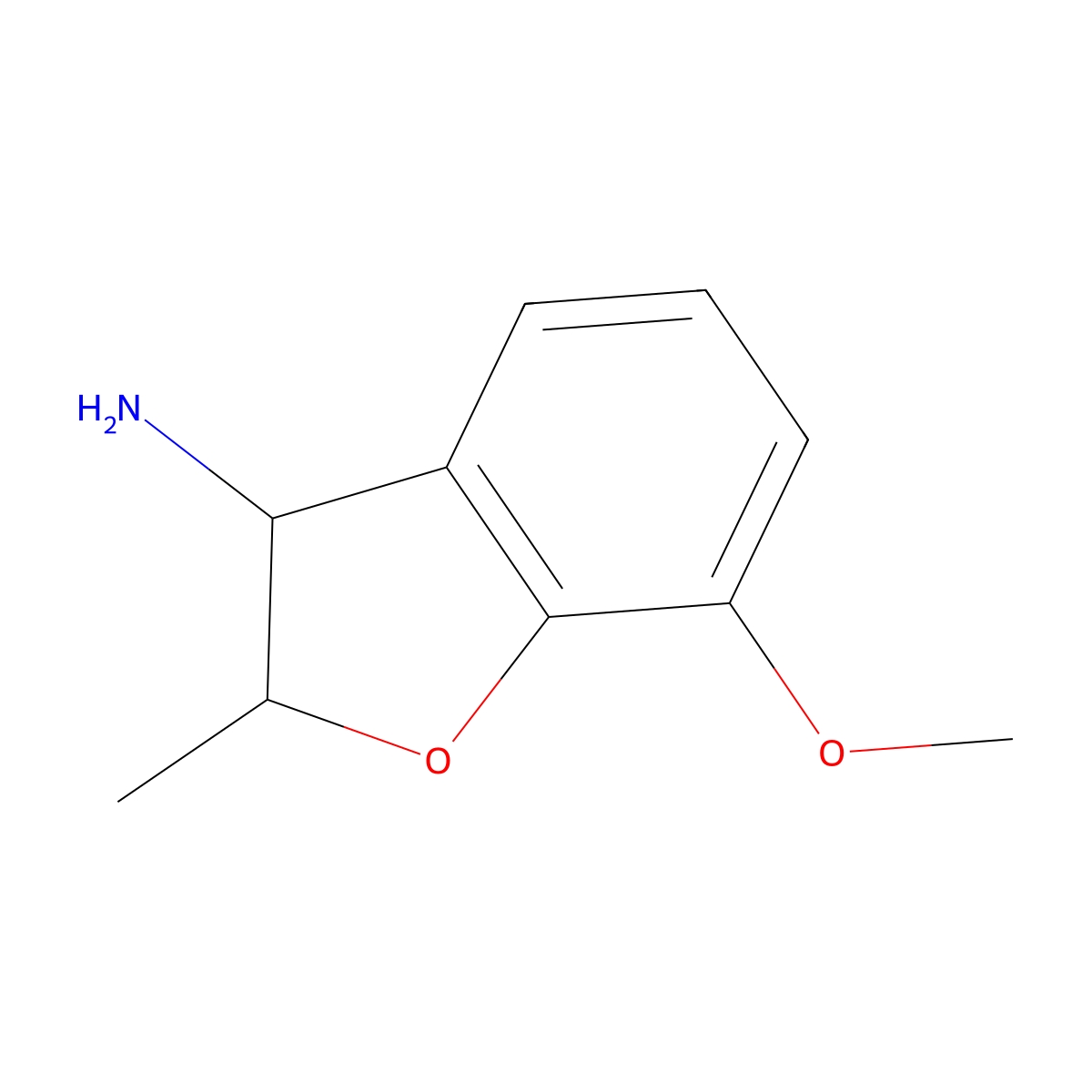 7-Methoxy-2-methyl-2,3-dihydro-1-benzofuran-3-amine molecular structure, CAS 1247833-61-9