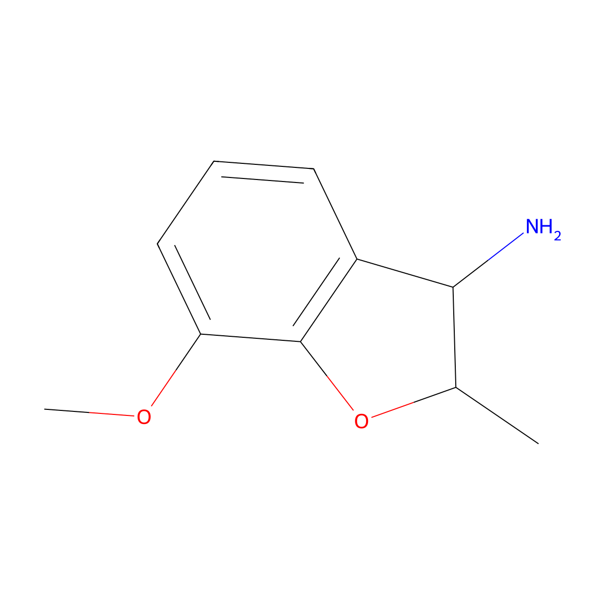 7-Methoxy-2-methyl-2,3-dihydro-1-benzofuran-3-amine molecular structure, CAS 1247833-61-9