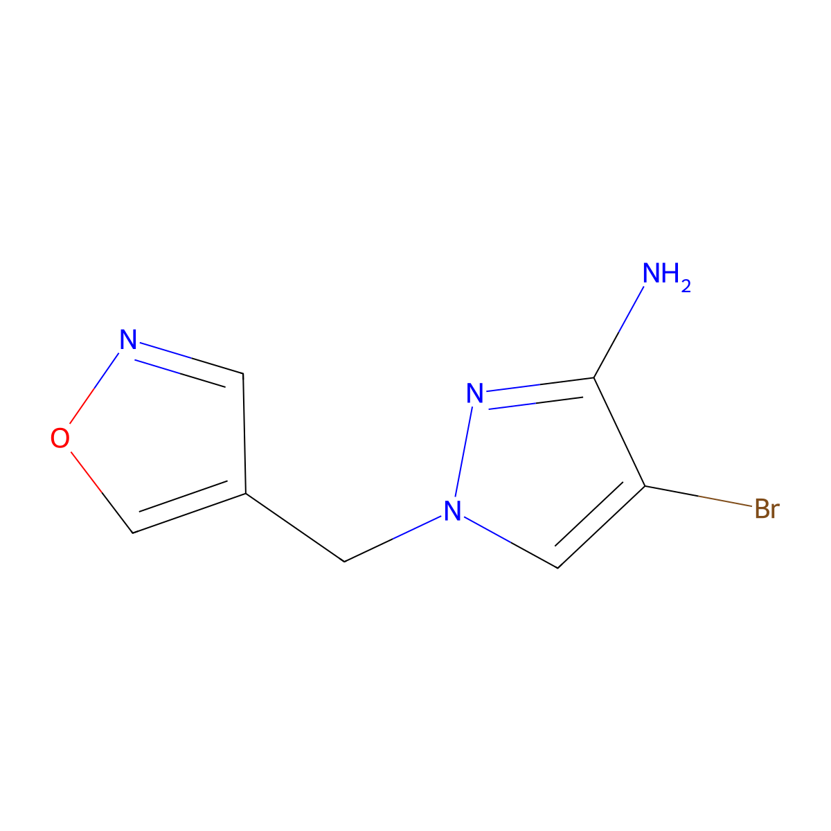 4-Bromo-1-(isoxazol-4-ylmethyl)-1h-pyrazol-3-amine molecular structure, CAS 1247835-13-7