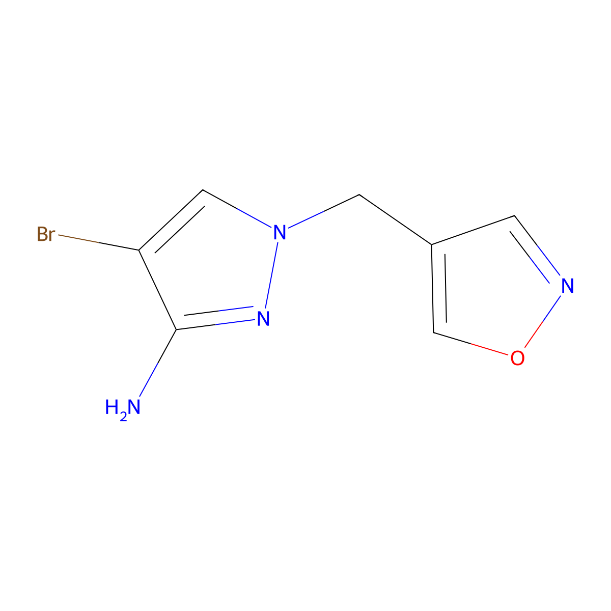 4-Bromo-1-(isoxazol-4-ylmethyl)-1h-pyrazol-3-amine molecular structure, CAS 1247835-13-7