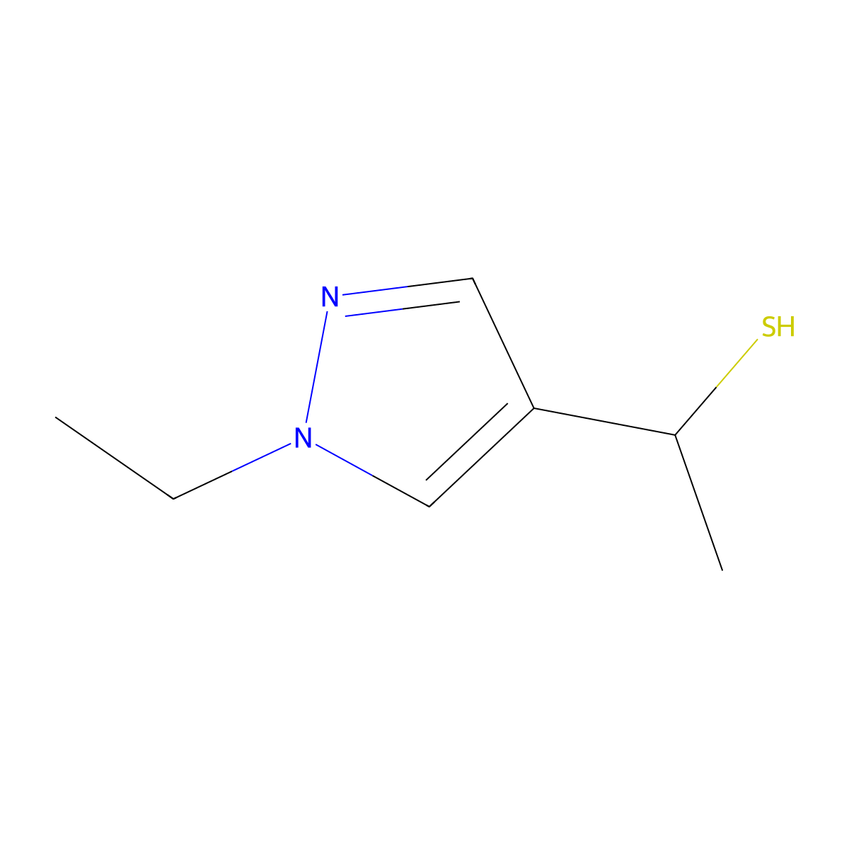 1-(1-ethyl-1H-pyrazol-4-yl)ethane-1-thiol molecular structure, CAS 1247836-33-4