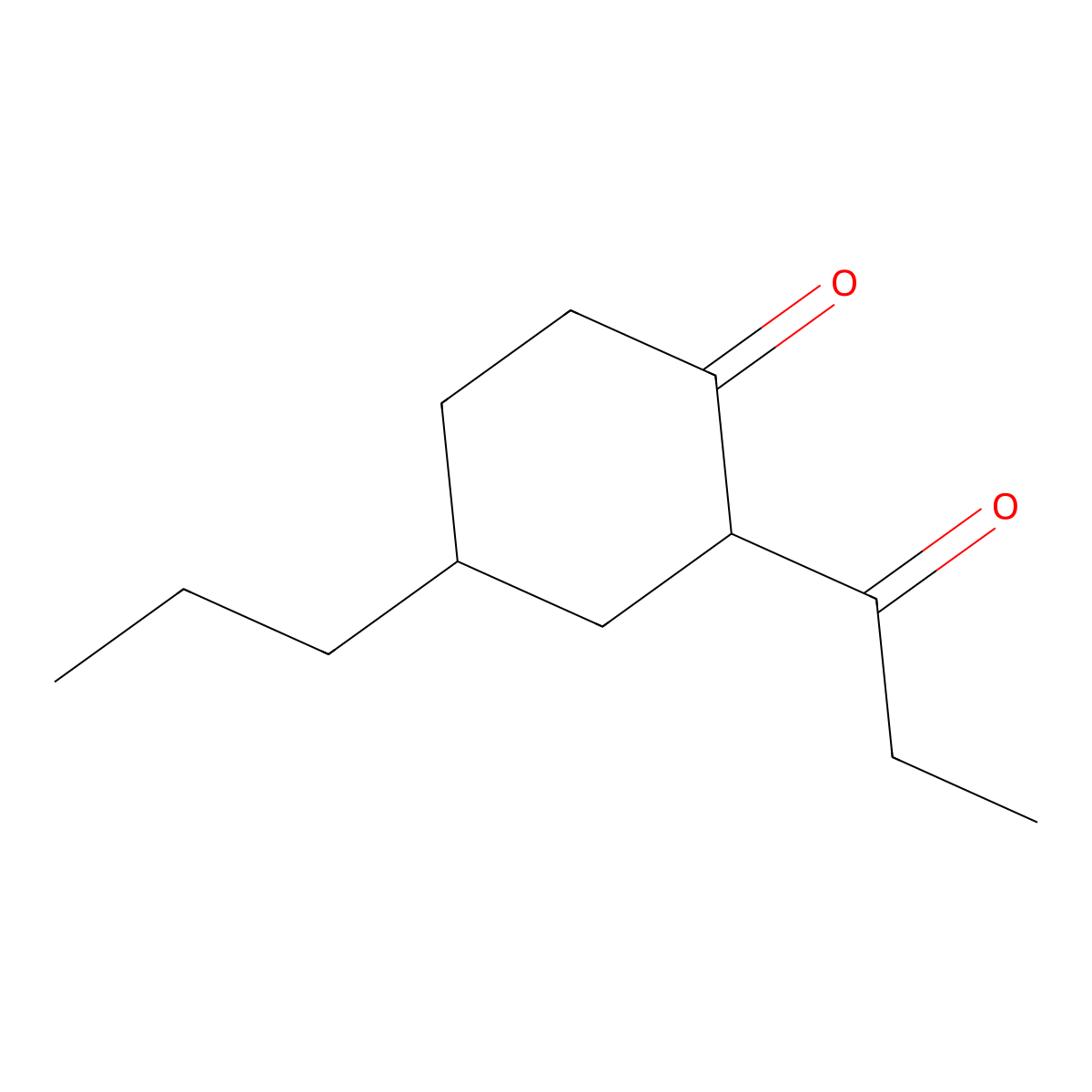 2-Propanoyl-4-propylcyclohexan-1-one molecular structure, CAS 1247841-19-5