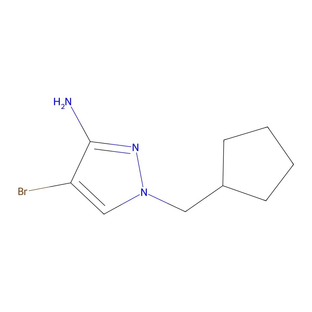 4-Bromo-1-(cyclopentylmethyl)-1H-pyrazol-3-amine molecular structure, CAS 1247843-36-2