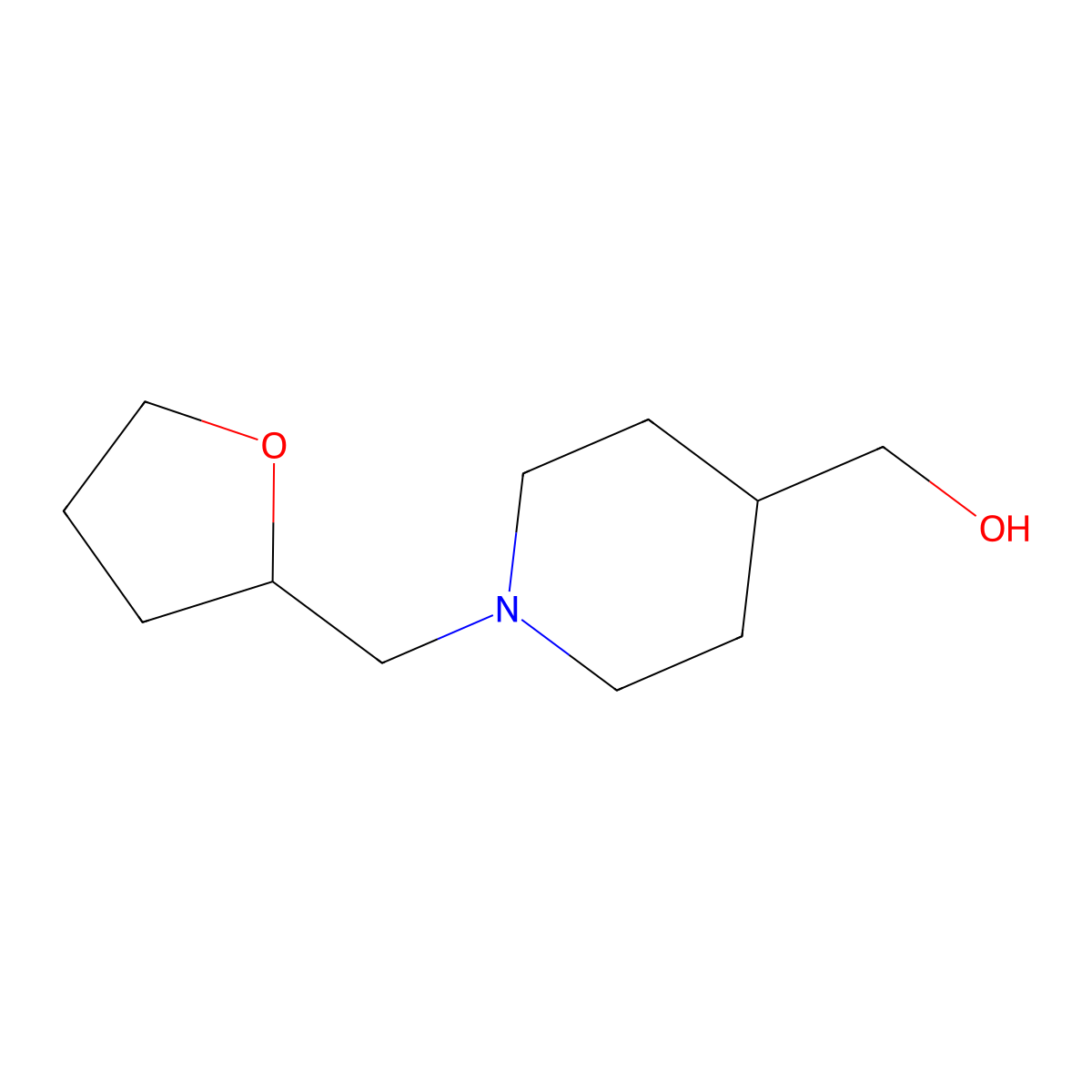 (1-((Tetrahydrofuran-2-yl)methyl)piperidin-4-yl)methanol molecular structure, CAS 1247850-80-1