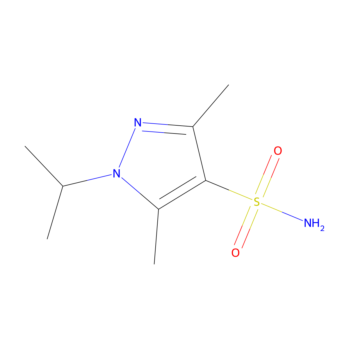 3,5-dimethyl-1-(propan-2-yl)-1H-pyrazole-4-sulfonamide molecular structure, CAS 1247851-96-2