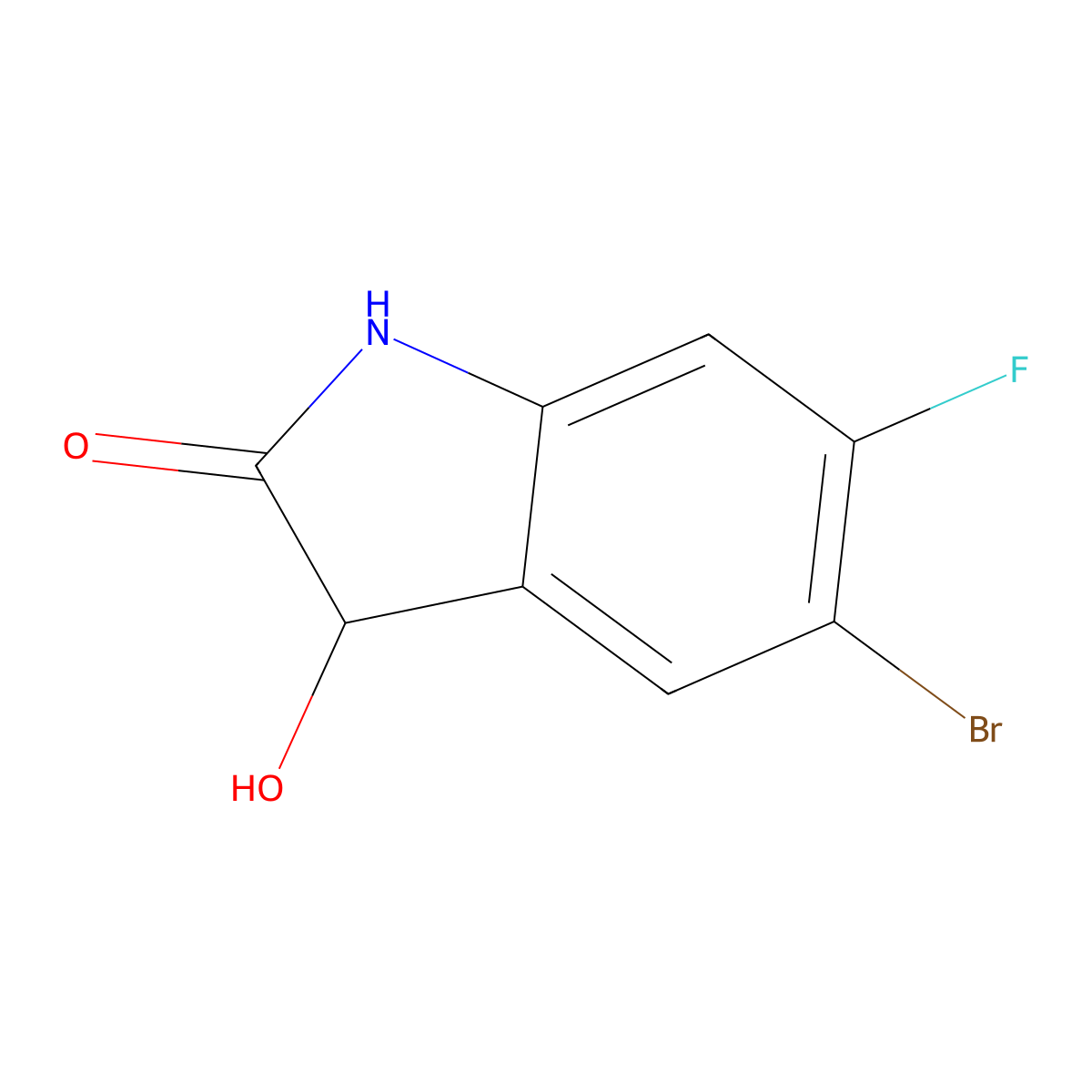 5-Bromo-6-fluoro-3-hydroxy-2,3-dihydro-1H-indol-2-one molecular structure, CAS 1247853-48-0