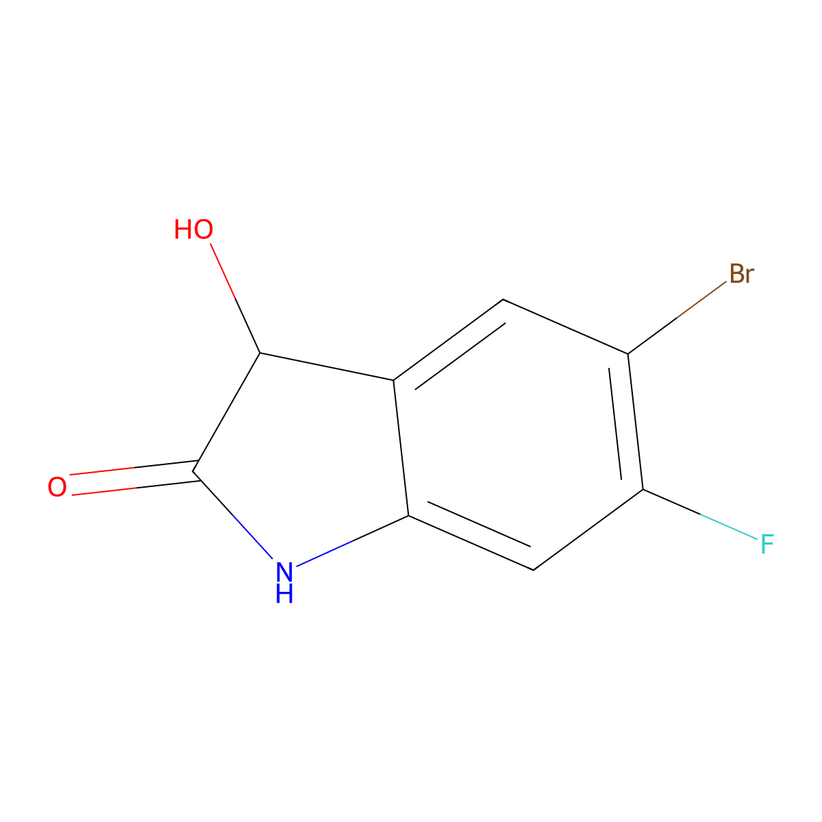 5-Bromo-6-fluoro-3-hydroxy-2,3-dihydro-1H-indol-2-one molecular structure, CAS 1247853-48-0