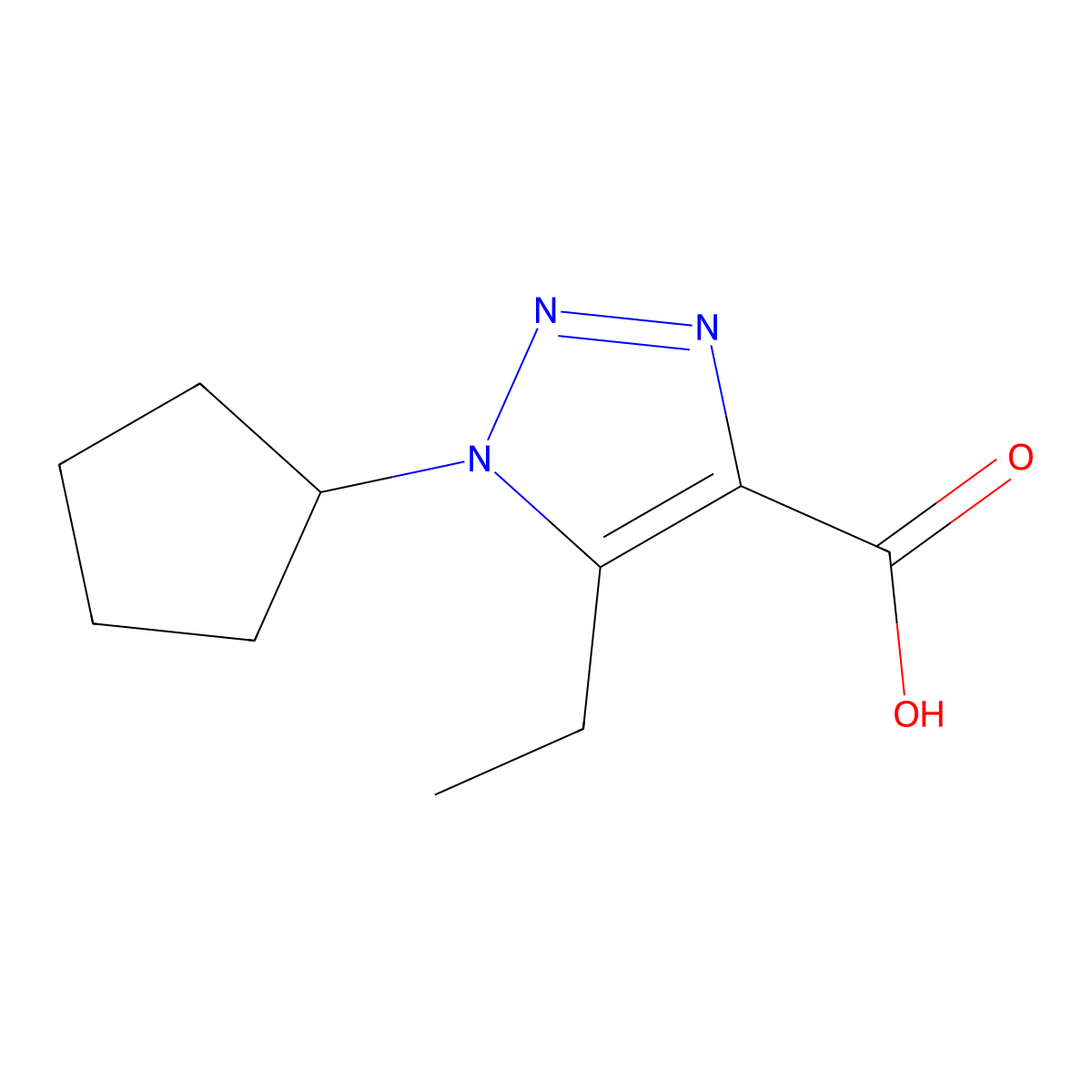 1-cyclopentyl-5-ethyl-1H-1,2,3-triazole-4-carboxylic acid molecular structure, CAS 1247854-75-6