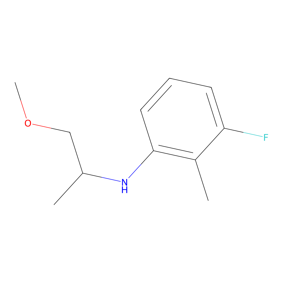 3-fluoro-N-(1-methoxypropan-2-yl)-2-methylaniline molecular structure, CAS 1247859-87-5