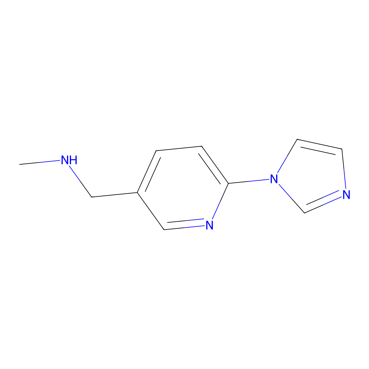 N-{[6-(1H-Imidazol-1-yl)pyridin-3-yl]methyl}-N-methylamine molecular structure, CAS 1247863-65-5