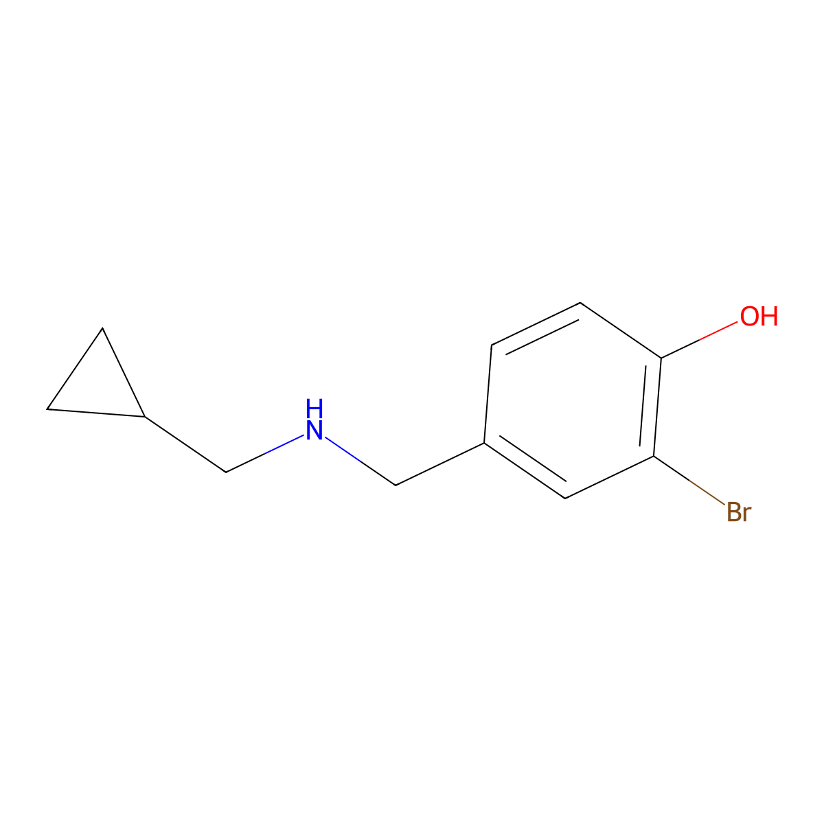 2-Bromo-4-(((cyclopropylmethyl)amino)methyl)phenol molecular structure, CAS 1247864-01-2