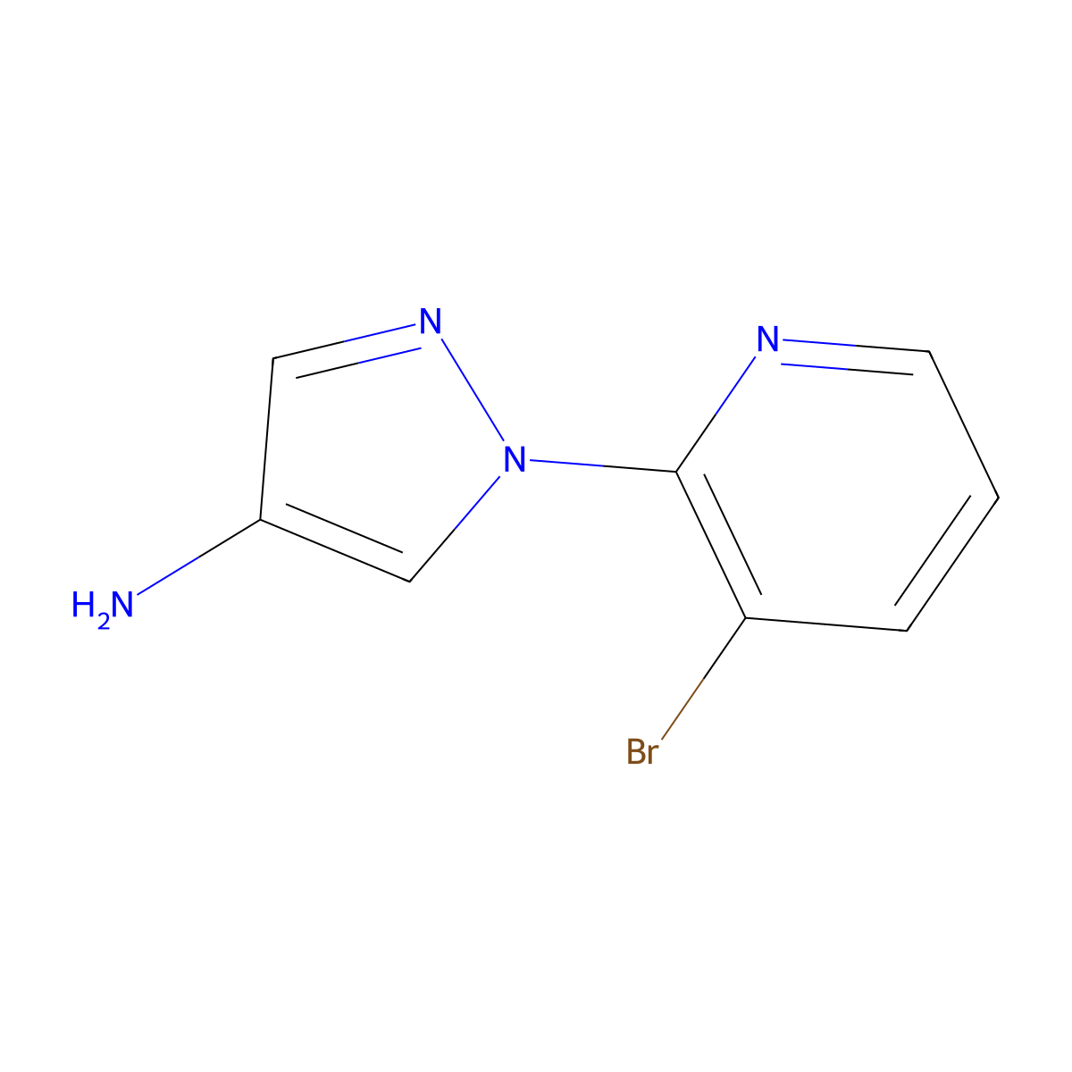 1-(3-bromopyridin-2-yl)-1H-pyrazol-4-amine molecular structure, CAS 1247866-28-9