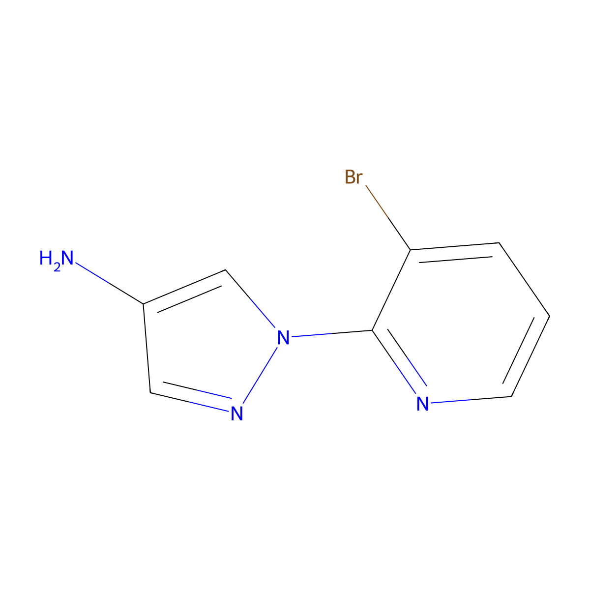 1-(3-bromopyridin-2-yl)-1H-pyrazol-4-amine molecular structure, CAS 1247866-28-9