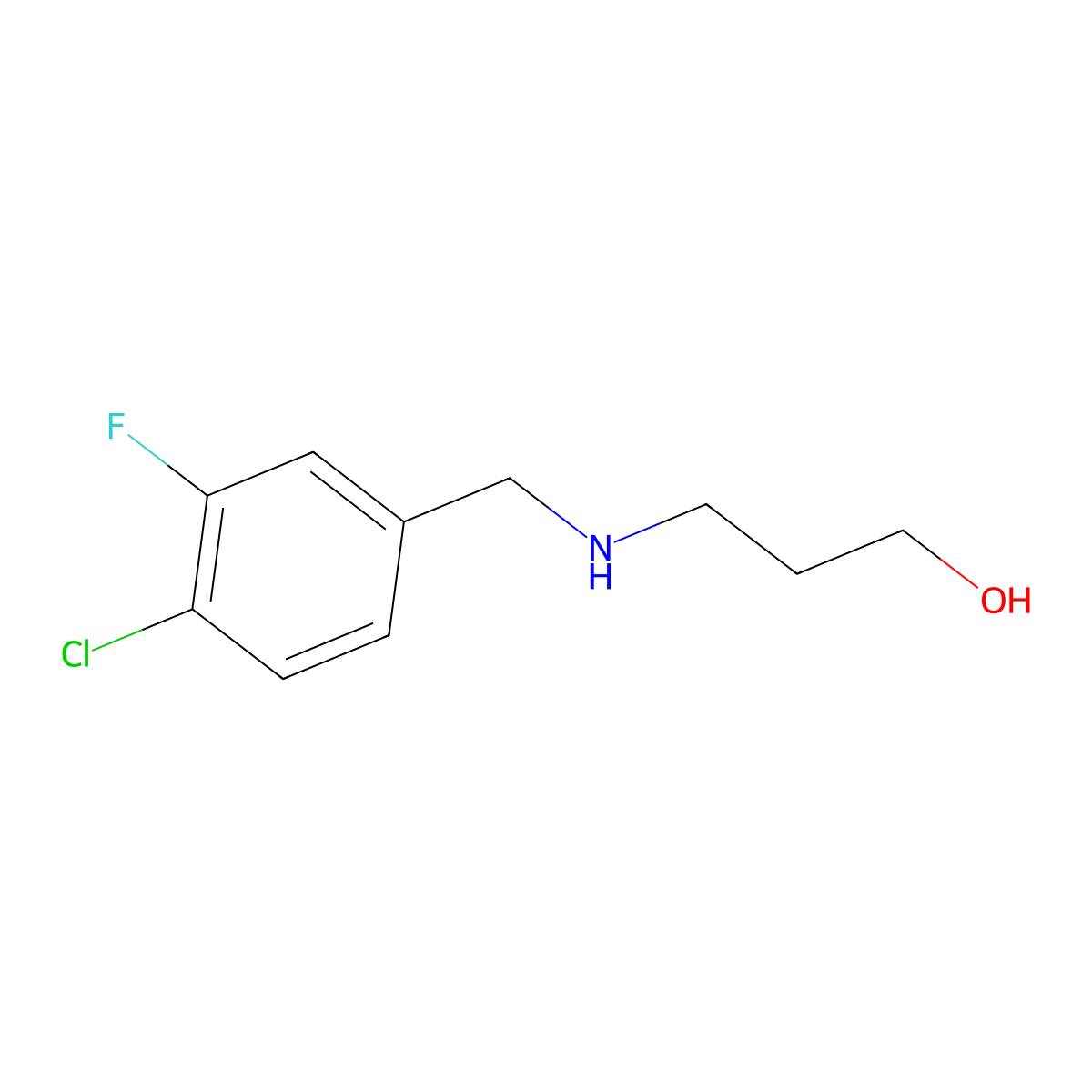 3-{[(4-Chloro-3-fluorophenyl)methyl]amino}propan-1-ol molecular structure, CAS 1247866-45-0