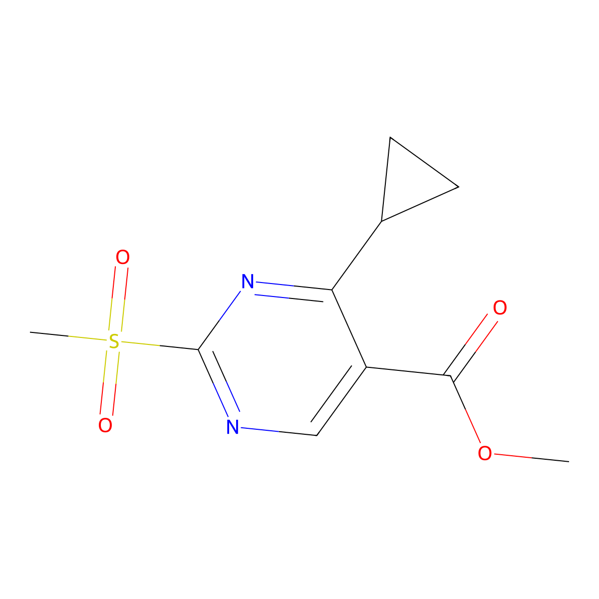 Methyl 4-cyclopropyl-2-(methylsulfonyl)pyrimidine-5-carboxylate molecular structure, CAS 1247876-24-9