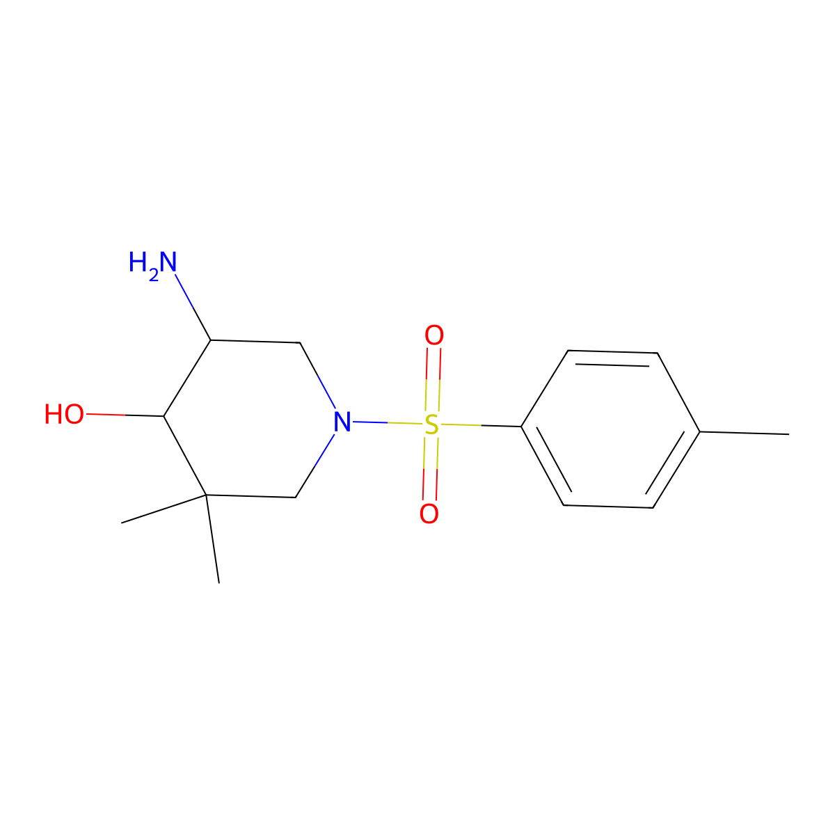 5-Amino-3,3-dimethyl-1-tosylpiperidin-4-ol molecular structure, CAS 1247885-09-1
