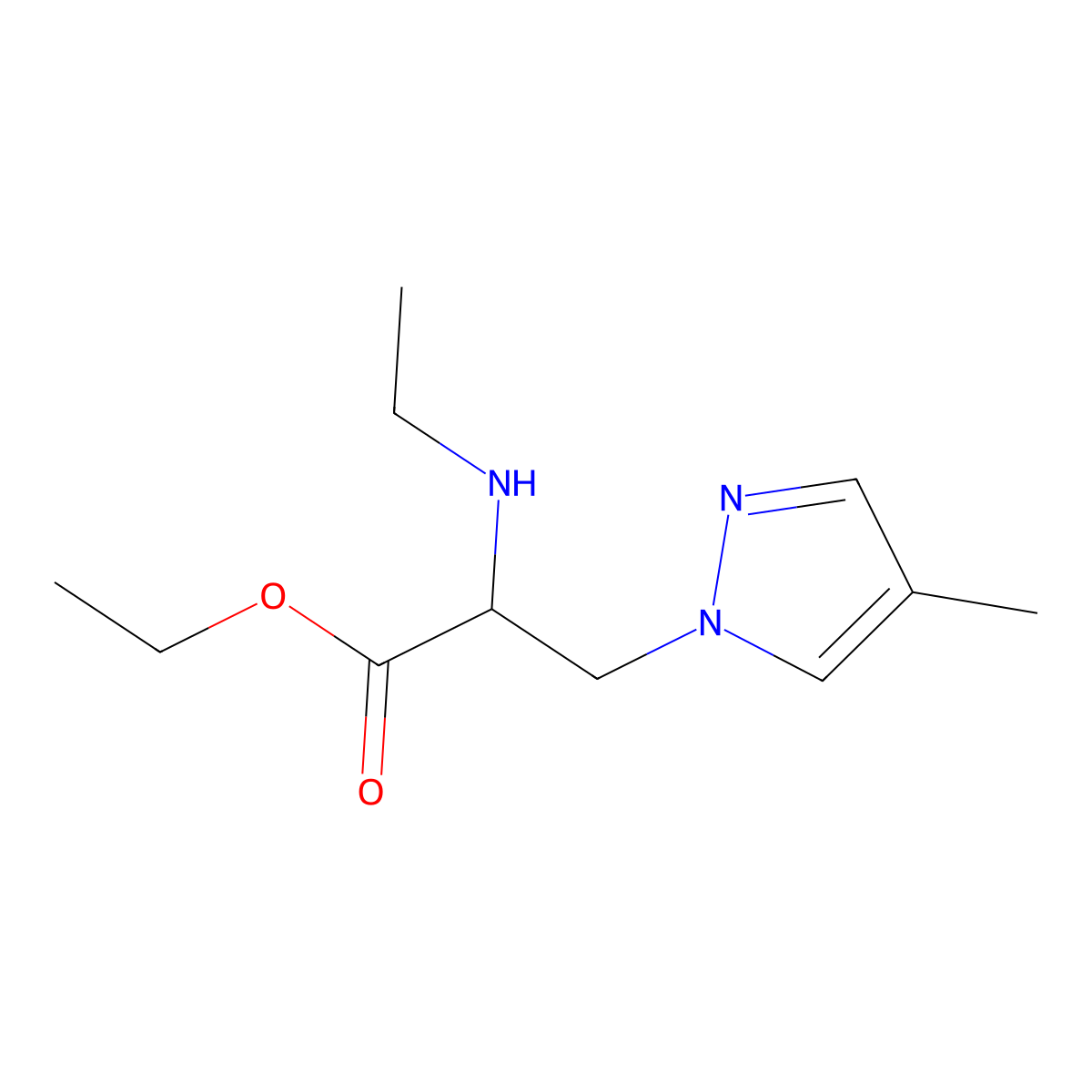 Ethyl 2-(ethylamino)-3-(4-methyl-1h-pyrazol-1-yl)propanoate molecular structure, CAS 1247886-21-0