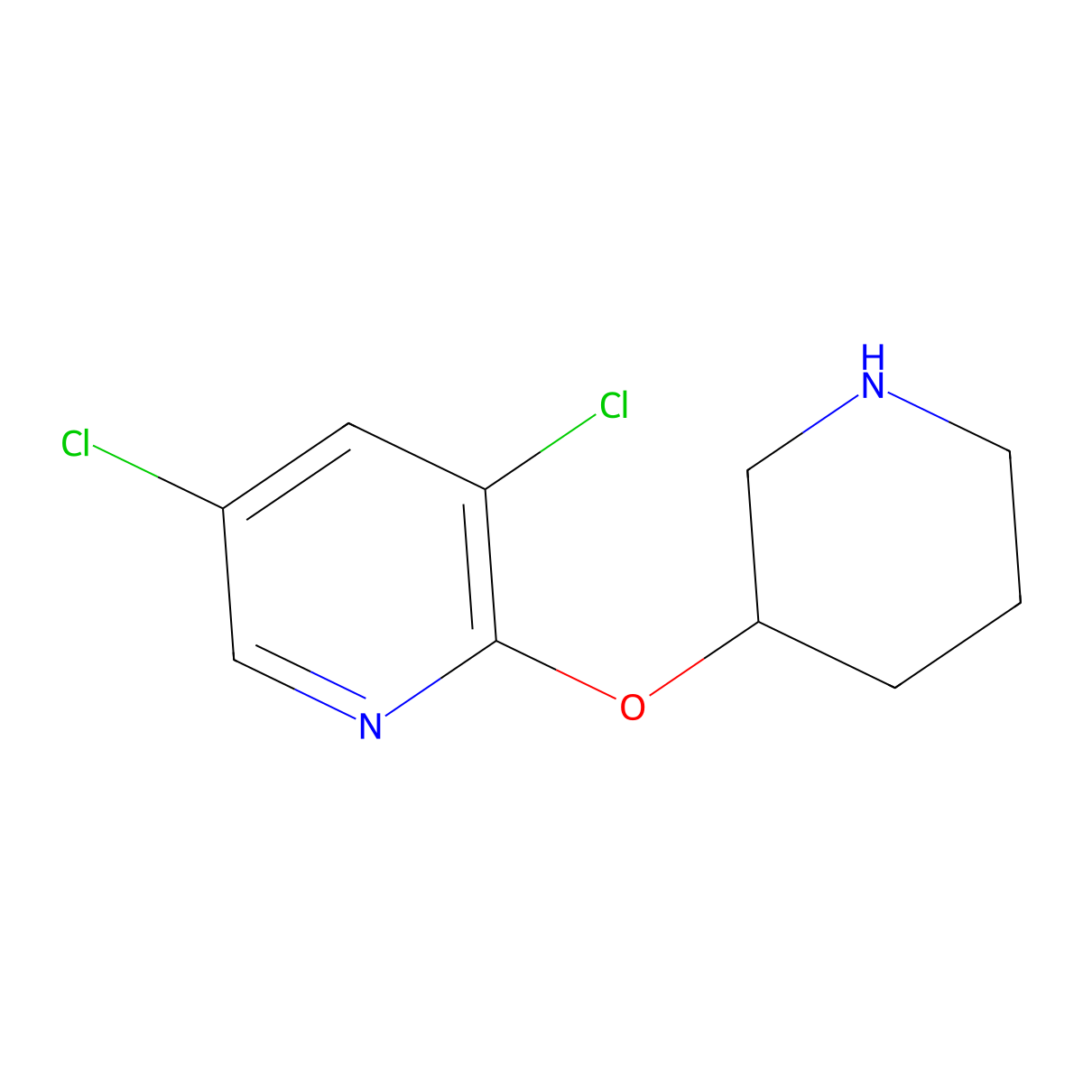 3,5-Dichloro-2-(piperidin-3-yloxy)pyridine molecular structure, CAS 1247886-35-6