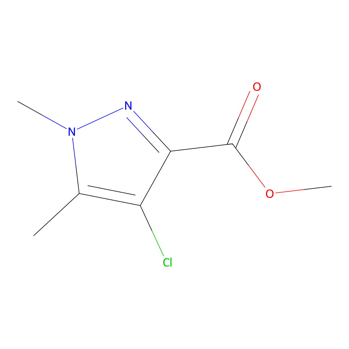 methyl 4-chloro-1,5-dimethyl-1H-pyrazole-3-carboxylate molecular structure, CAS 1247888-37-4