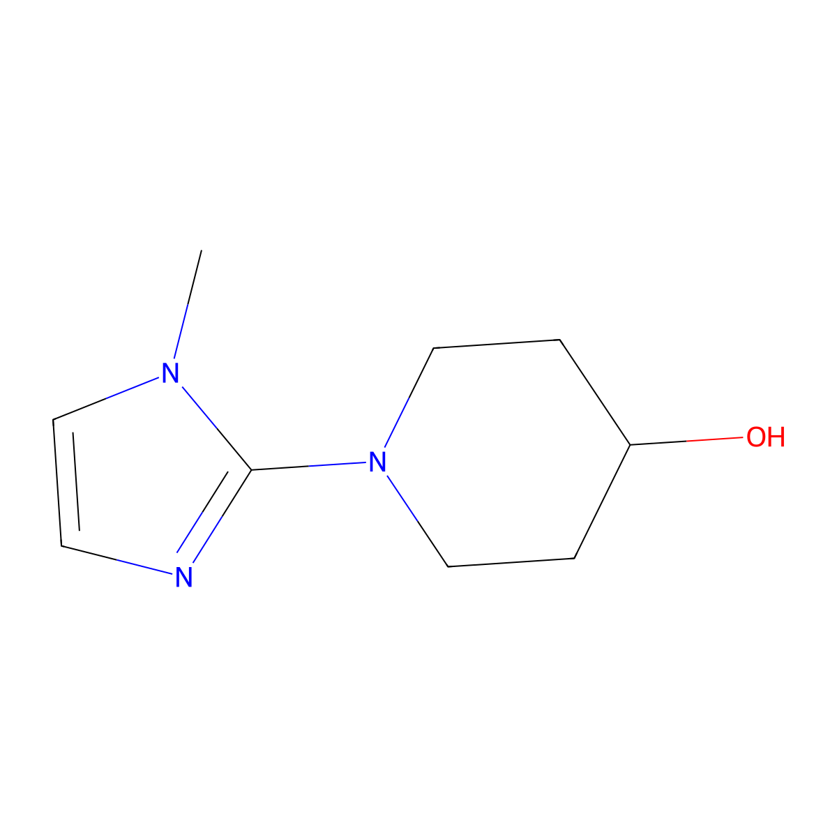 1-(1-Methyl-1H-imidazol-2-yl)piperidin-4-ol molecular structure, CAS 1247891-65-1
