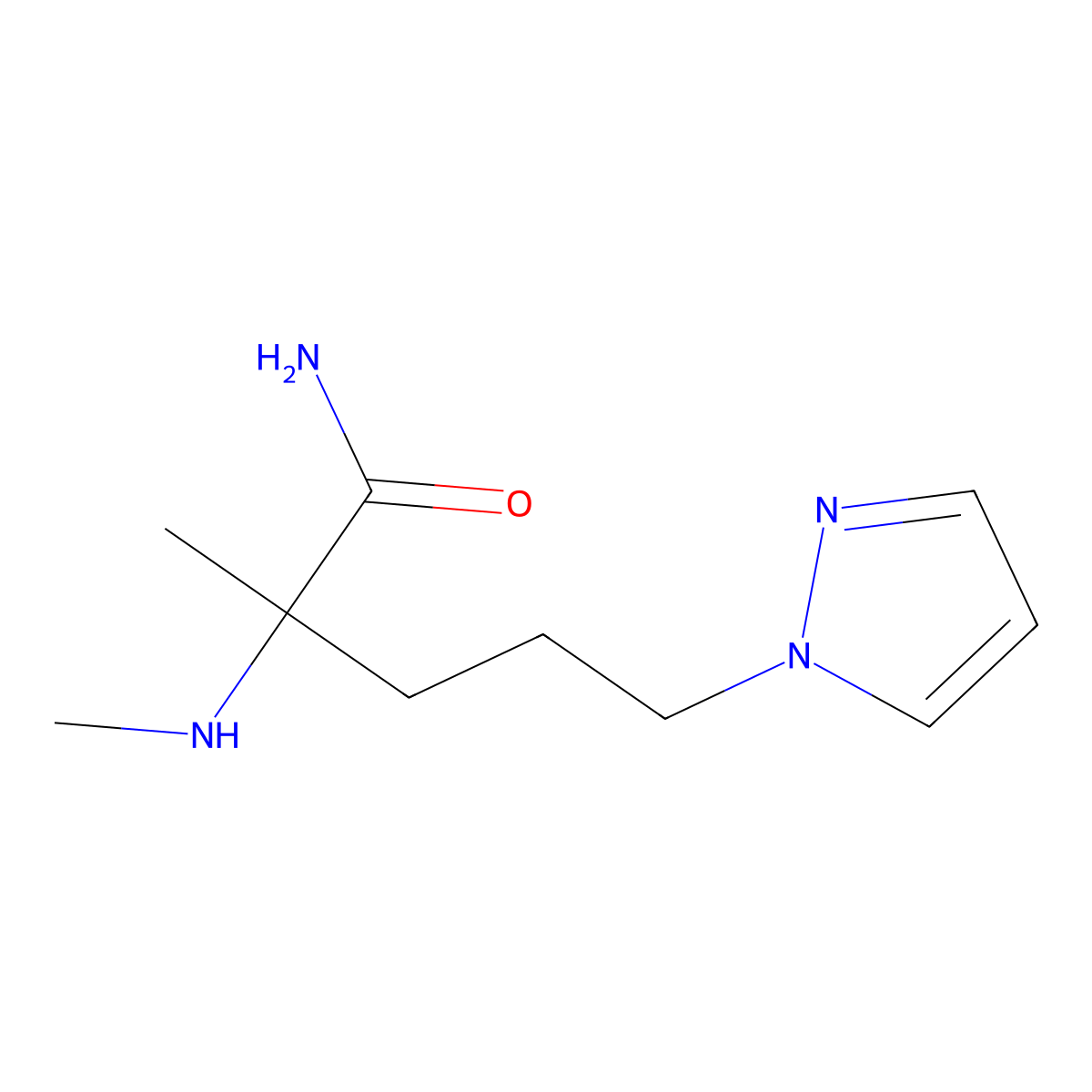 2-Methyl-2-(methylamino)-5-(1h-pyrazol-1-yl)pentanamide molecular structure, CAS 1247891-74-2