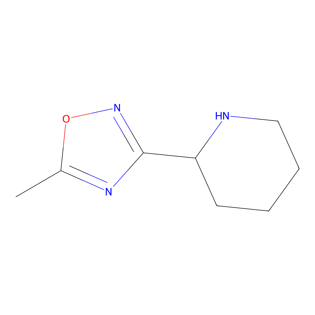 2-(5-Methyl-1,2,4-oxadiazol-3-yl)piperidine molecular structure, CAS 1247892-44-9