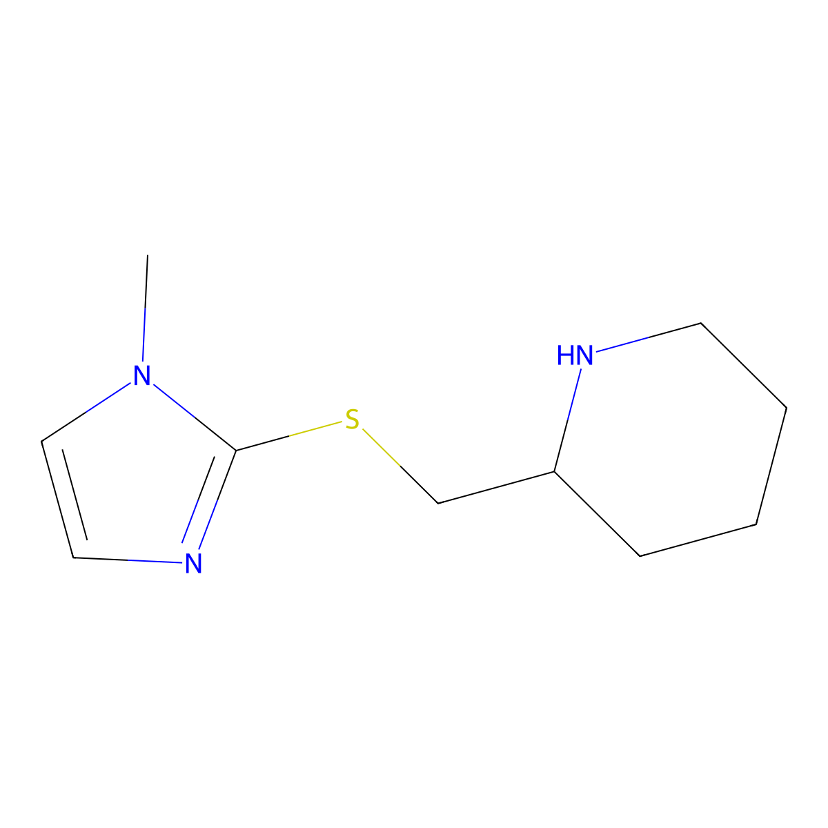 2-{[(1-methyl-1H-imidazol-2-yl)sulfanyl]methyl}piperidine molecular structure, CAS 1247894-10-5