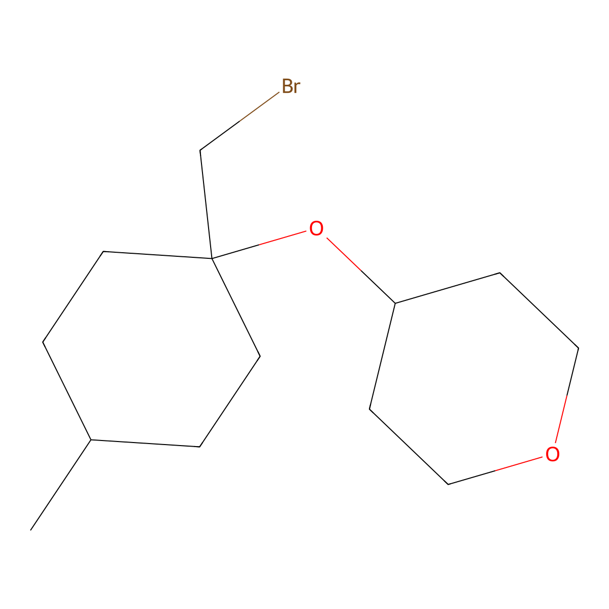 4-{[1-(Bromomethyl)-4-methylcyclohexyl]oxy}oxane molecular structure, CAS 1247894-65-0