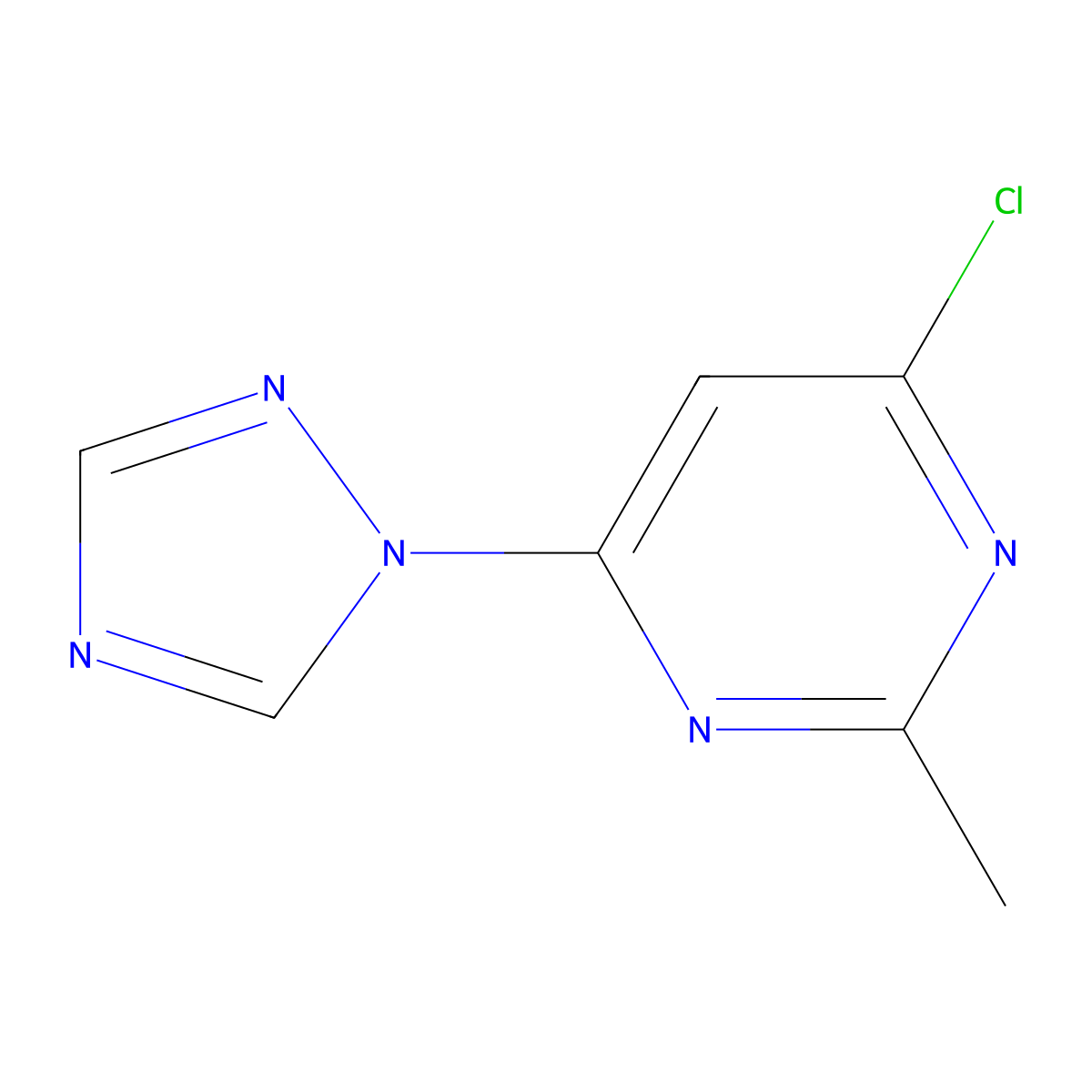 4-chloro-2-methyl-6-(1H-1,2,4-triazol-1-yl)pyrimidine molecular structure, CAS 1247897-60-4